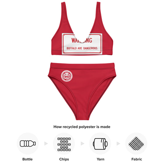 Buffalo Are Dangerous Red High Waisted Bikini