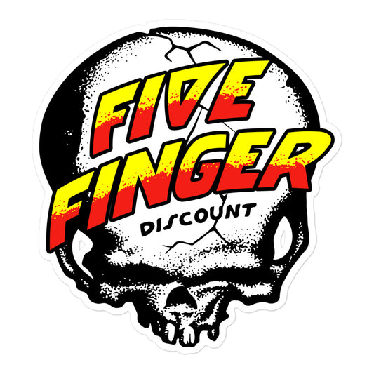 Five Finger Discount Skull Yellow & Red Print Sticker