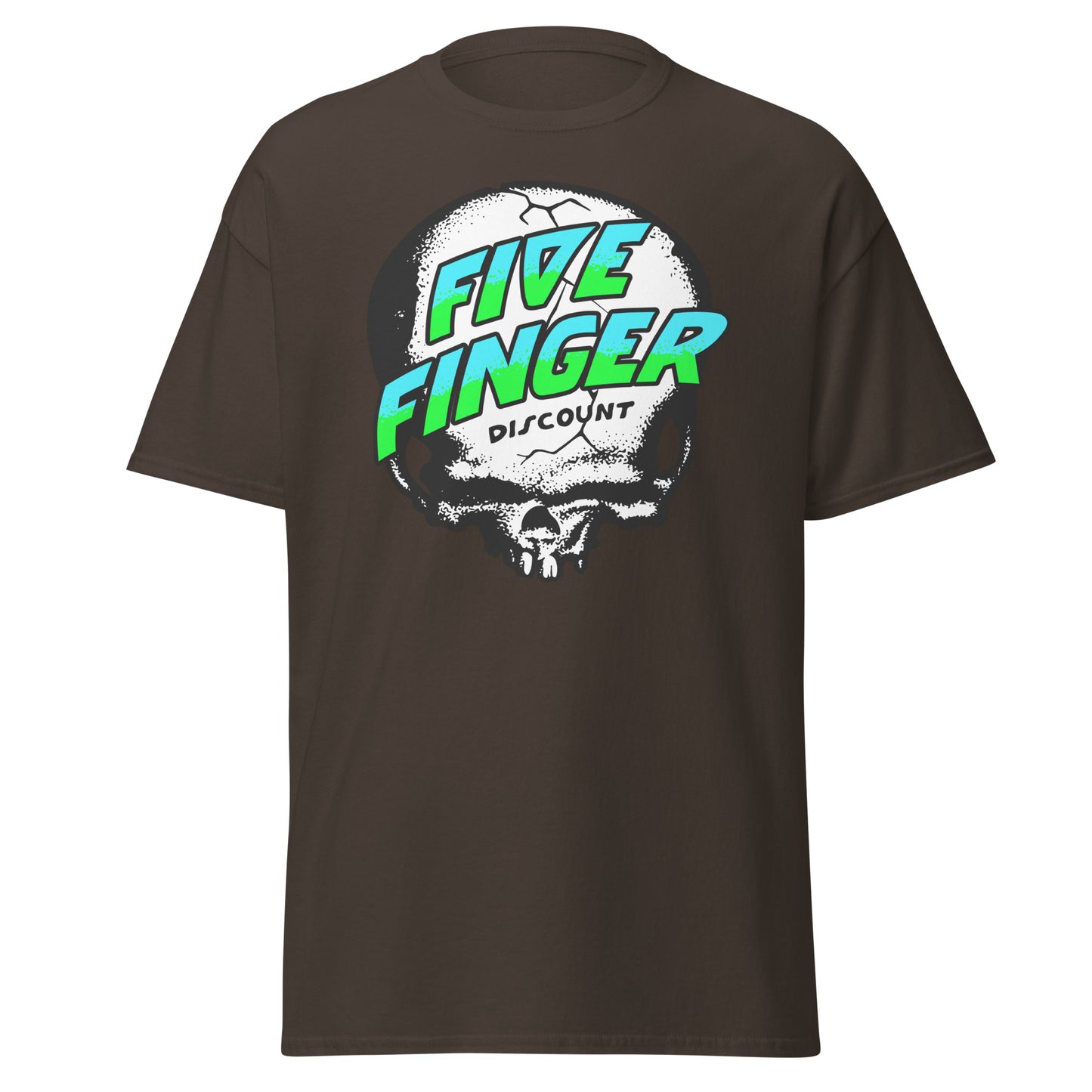 Five Finger Discount Skull Blue & Green Print T-Shirt