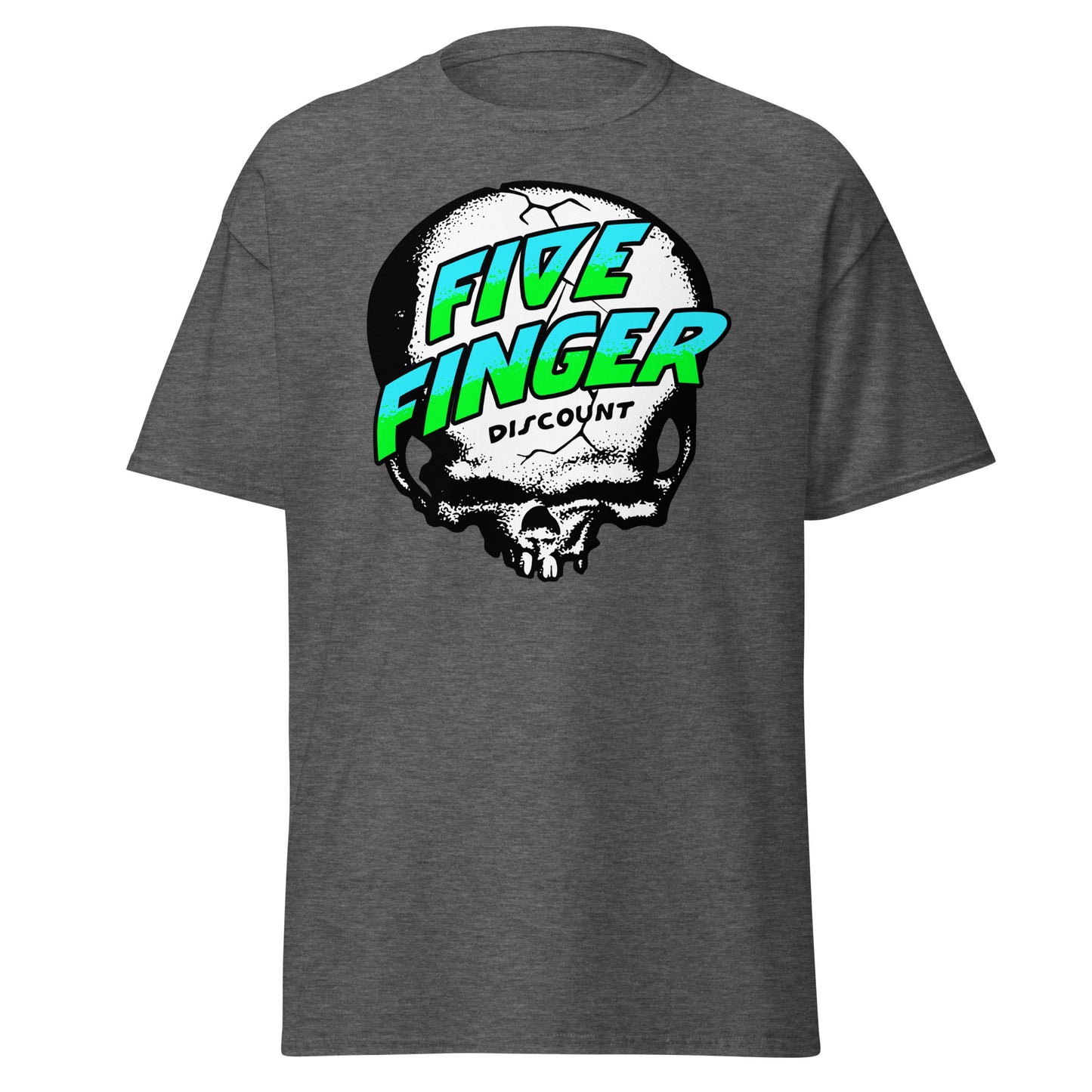Five Finger Discount Skull Blue & Green Print T-Shirt