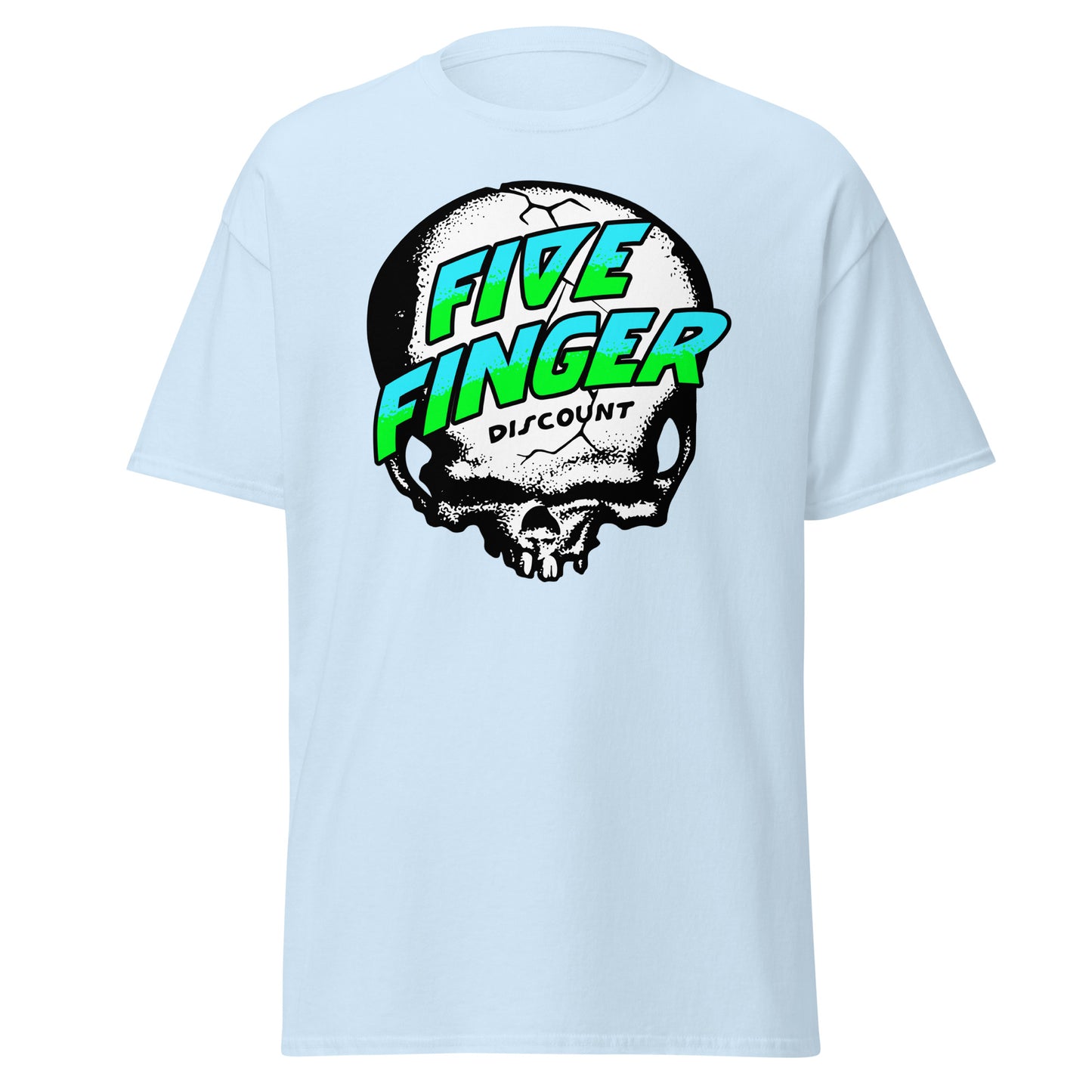 Five Finger Discount Skull Blue & Green Print T-Shirt