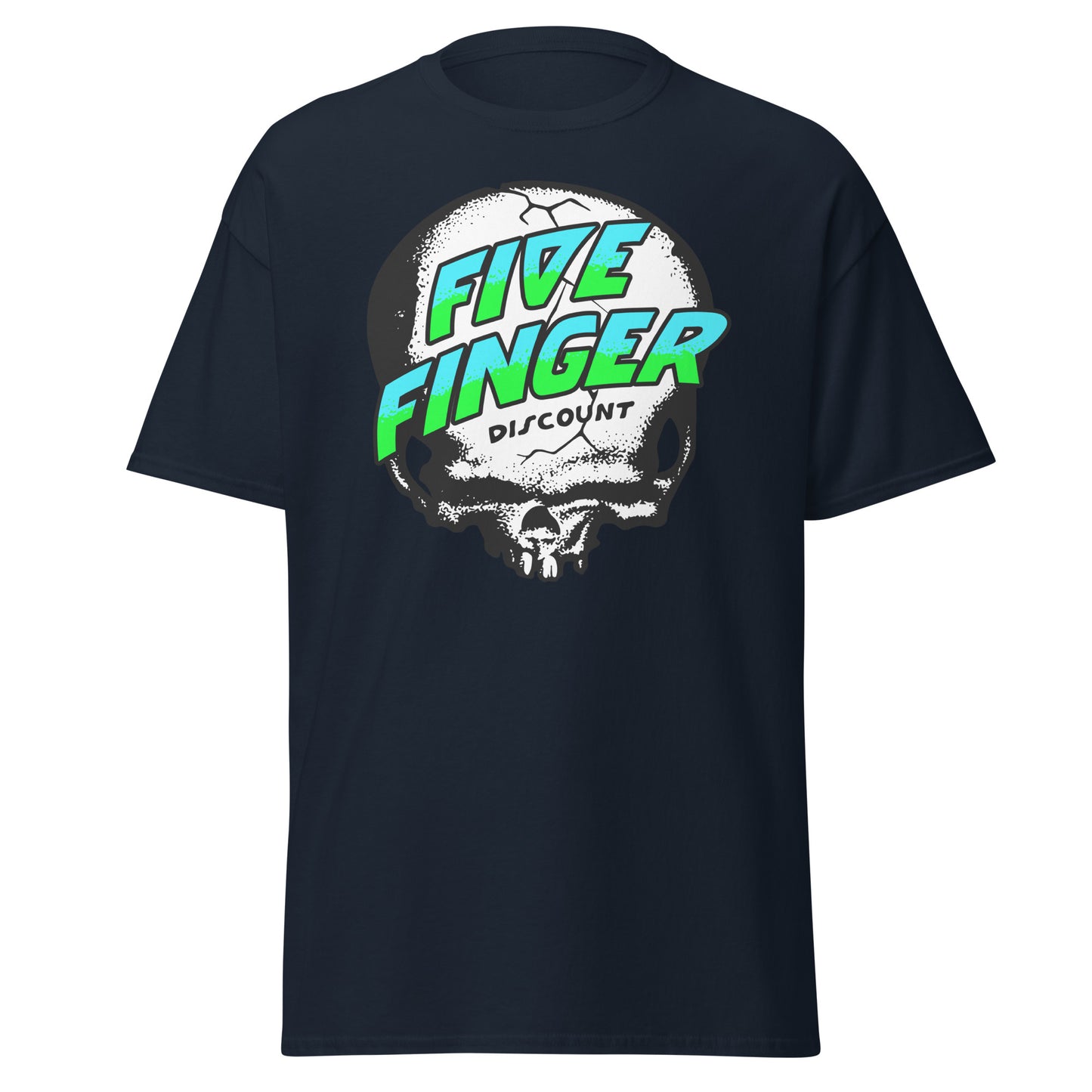 Five Finger Discount Skull Blue & Green Print T-Shirt
