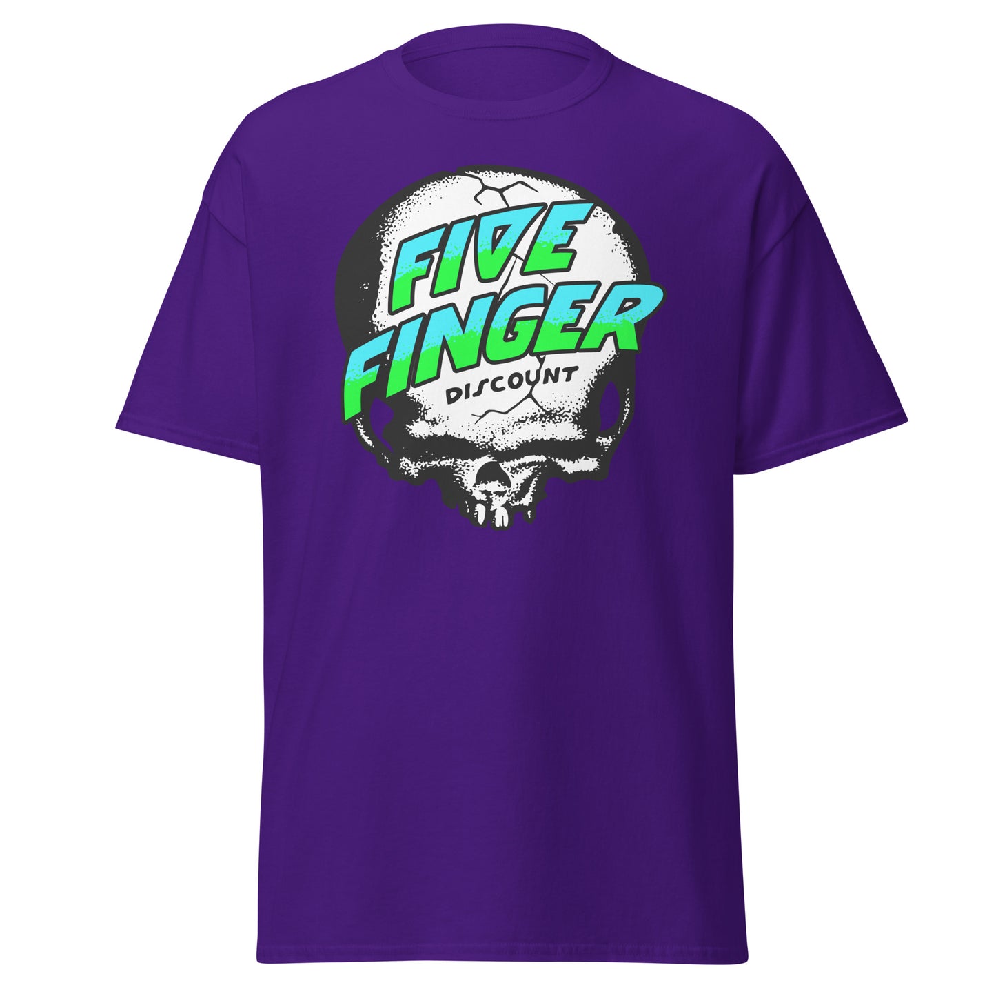 Five Finger Discount Skull Blue & Green Print T-Shirt