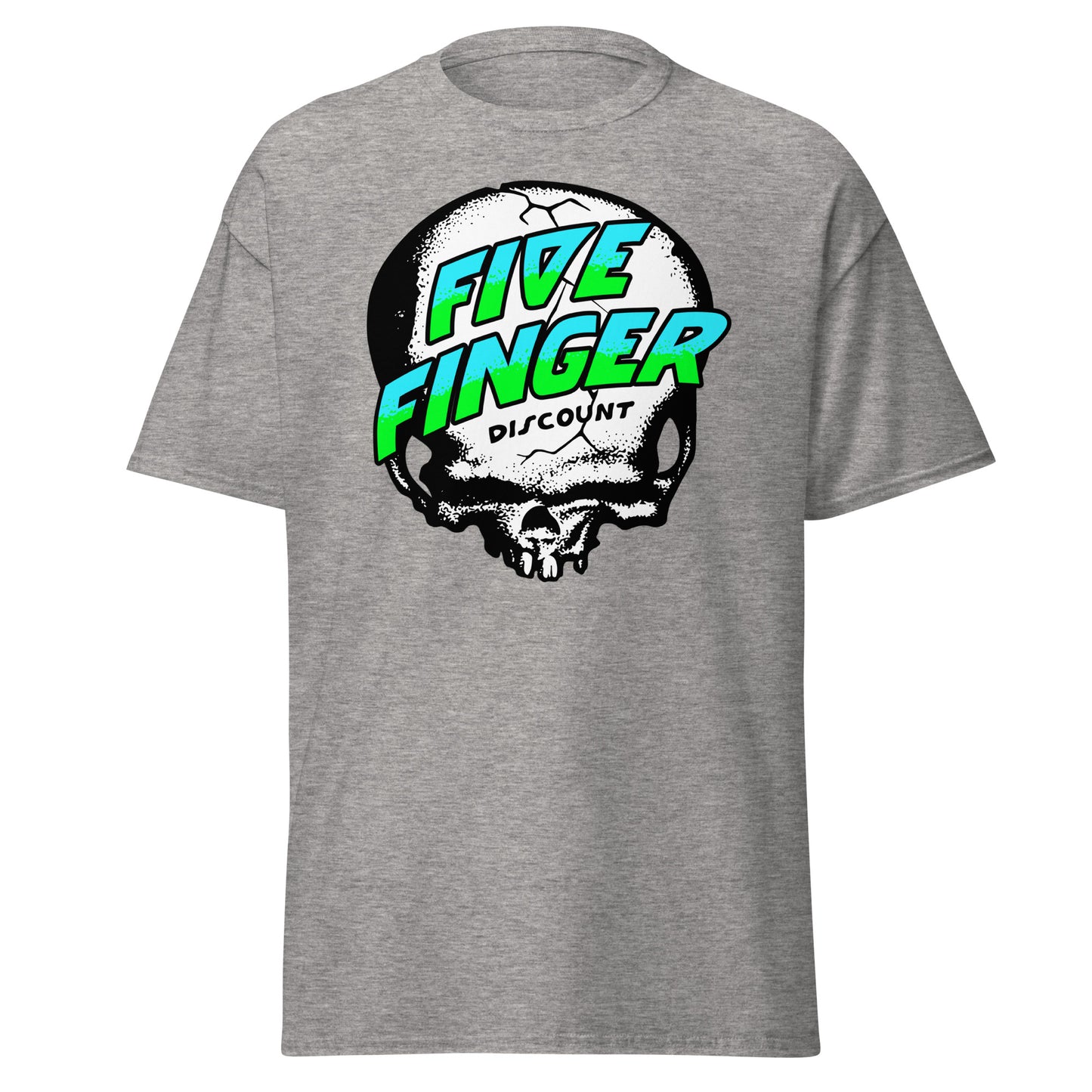 Five Finger Discount Skull Blue & Green Print T-Shirt