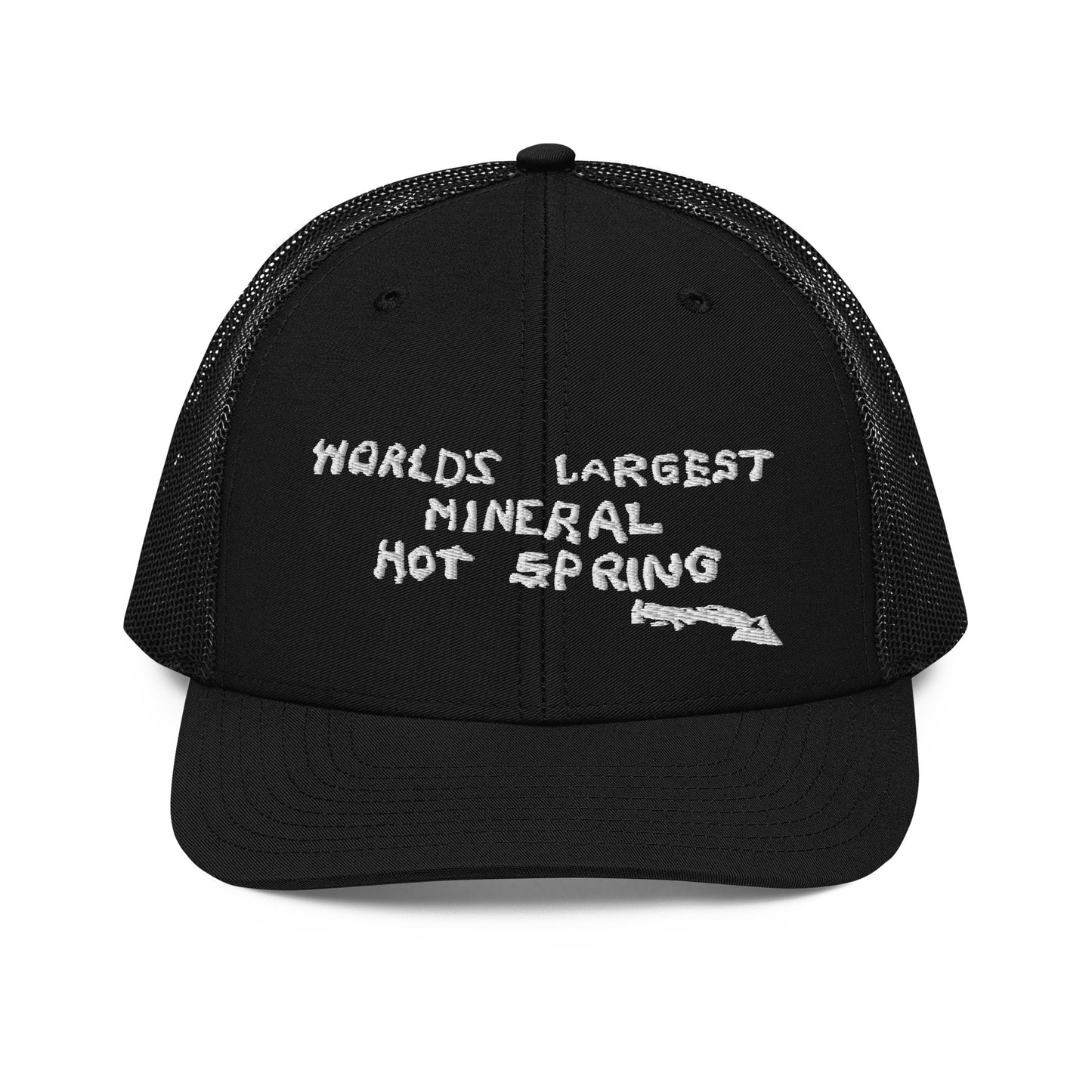 Worlds Largest Mineral Hot Spring White Trucker Hat