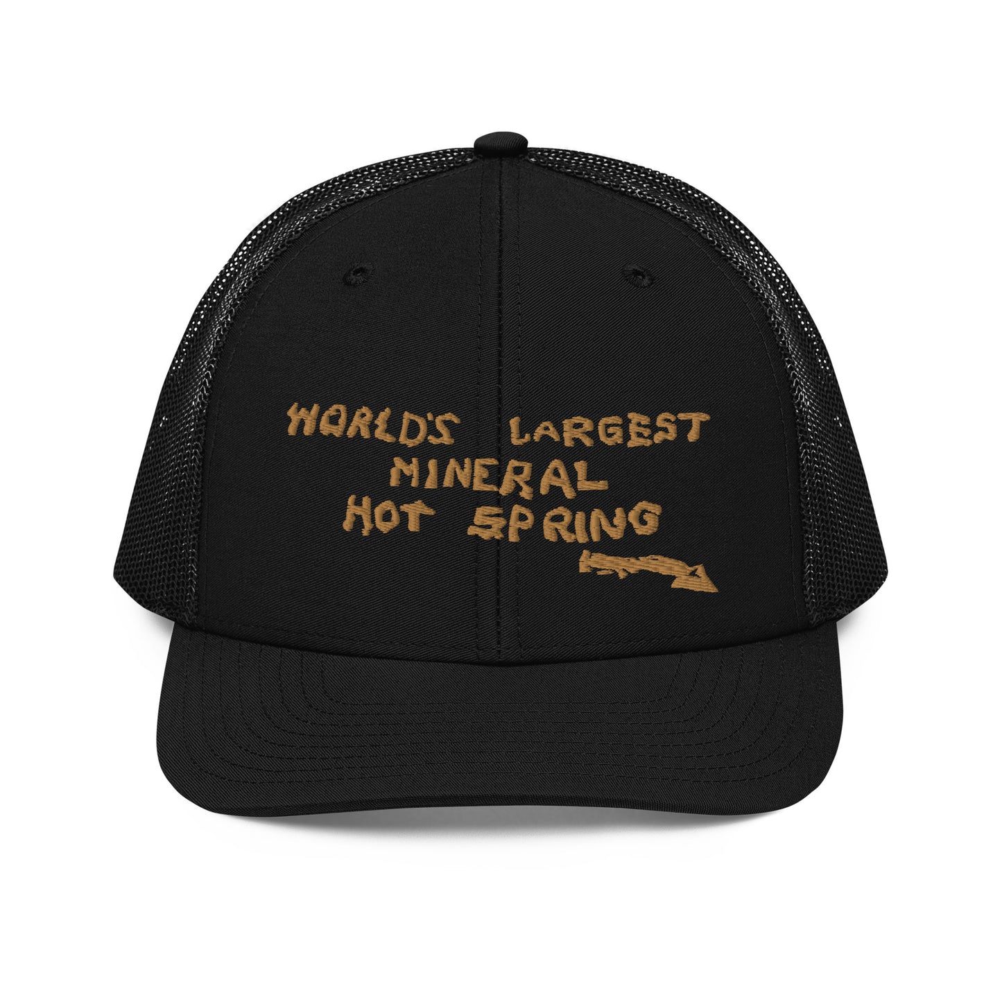 Worlds Largest Mineral Hot Spring Old Gold Trucker Hat