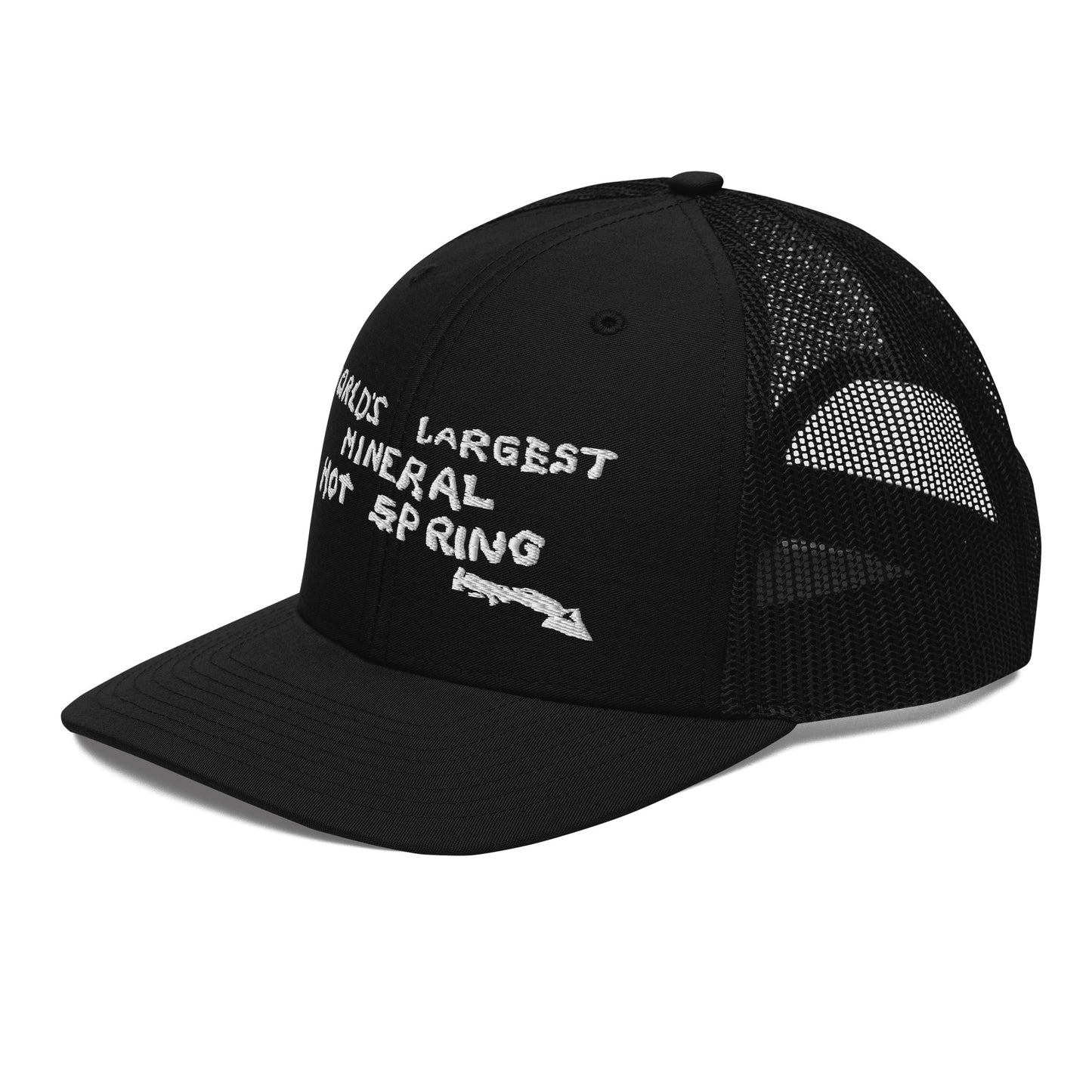 Worlds Largest Mineral Hot Spring White Trucker Hat