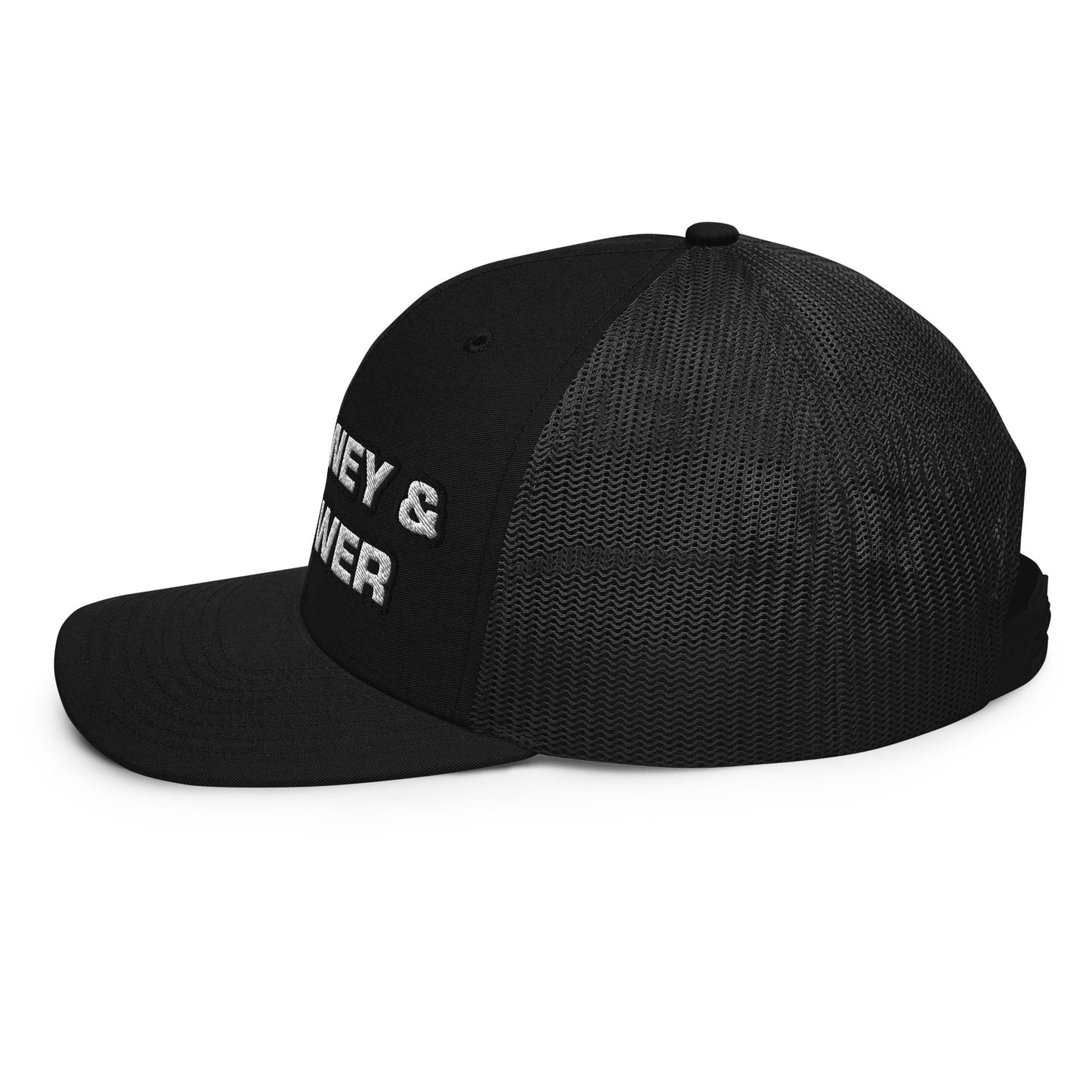 Money & Power White & Black Embroidered Trucker Hat