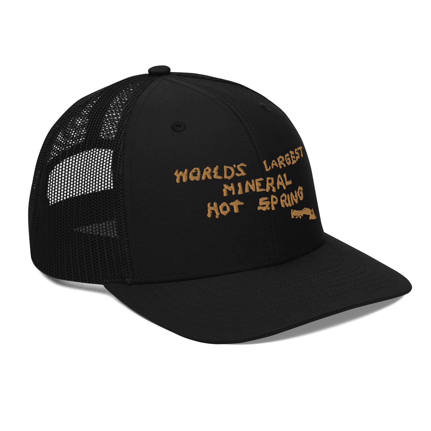Worlds Largest Mineral Hot Spring Old Gold Trucker Hat