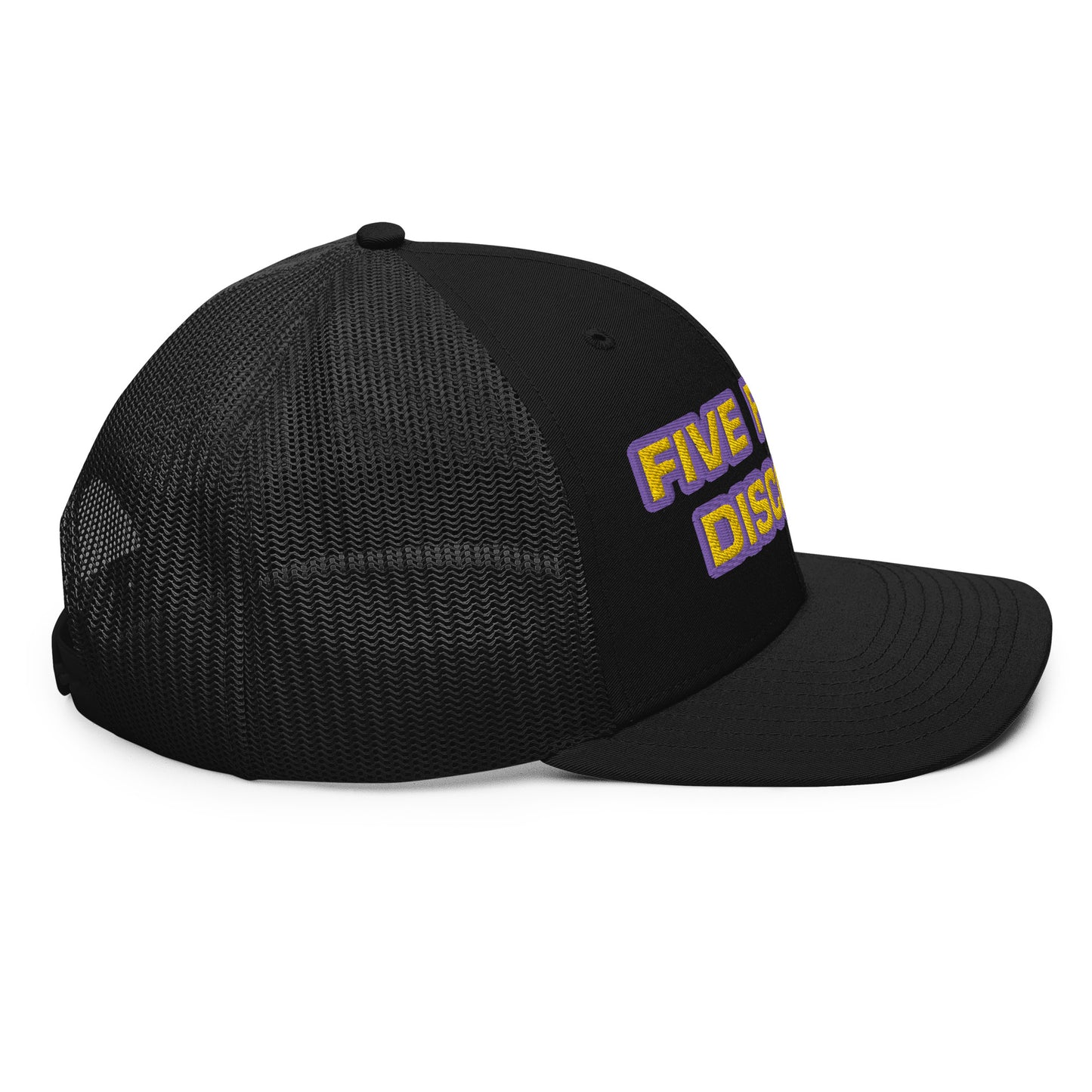 Five Finger Discount Gold & Purple Embroidered Trucker Hat