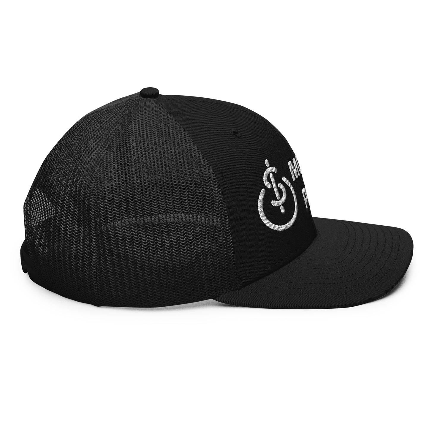 Money & Power White & Black Embroidered Trucker Hat