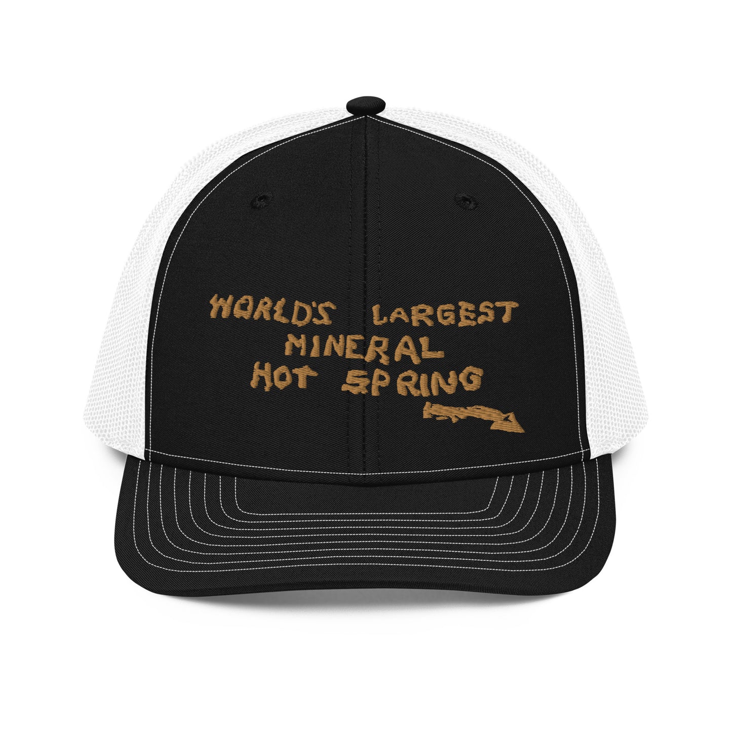 Worlds Largest Mineral Hot Spring Old Gold Trucker Hat