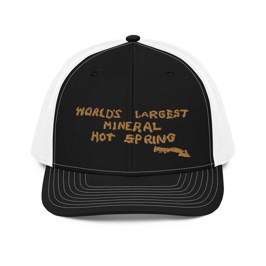 Worlds Largest Mineral Hot Spring Old Gold Trucker Hat