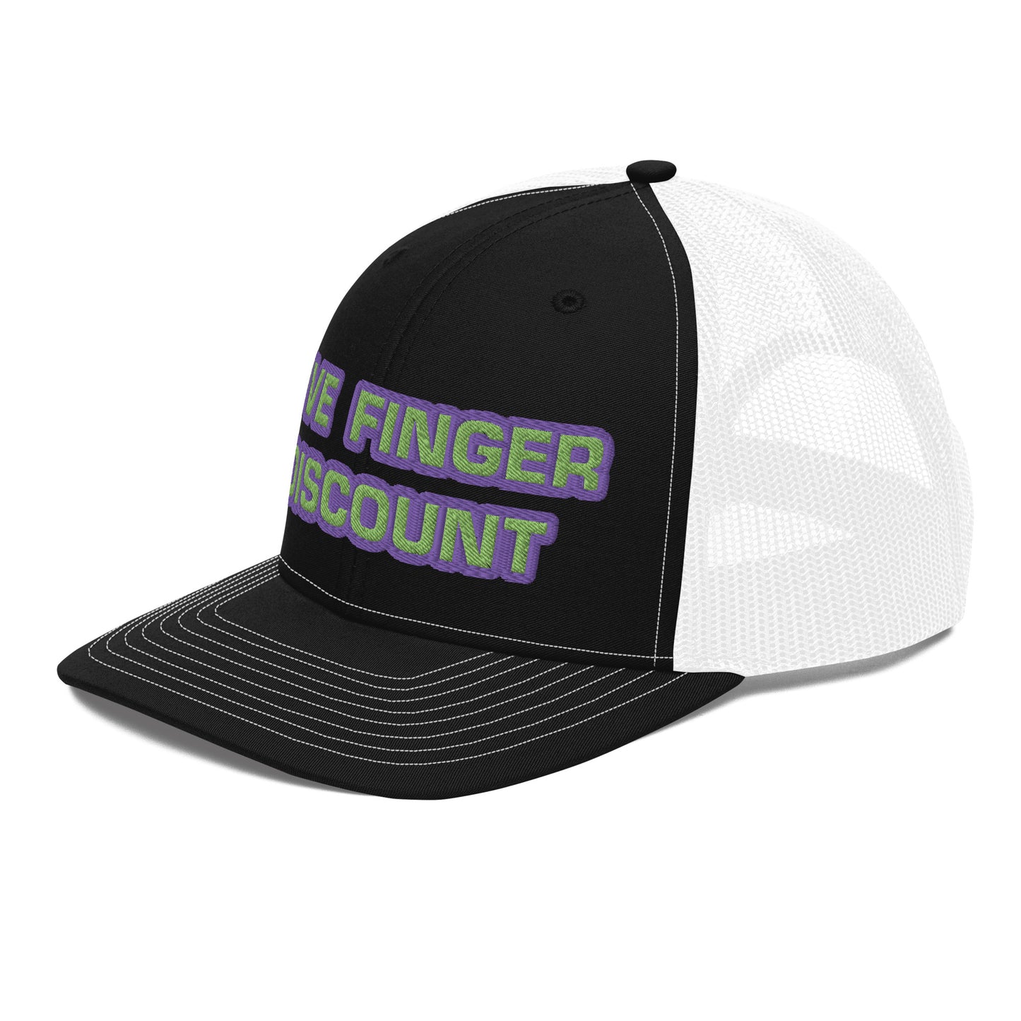Five Finger Discount Purple & Green Embroidered Trucker Hat
