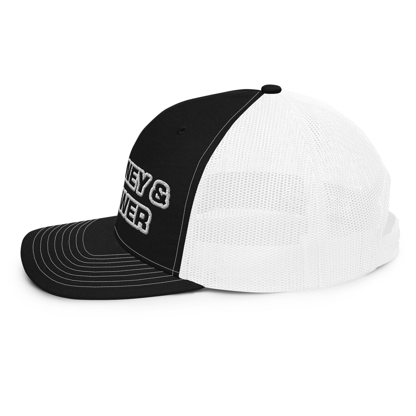 Money & Power Black & White Embroidered Trucker Hat