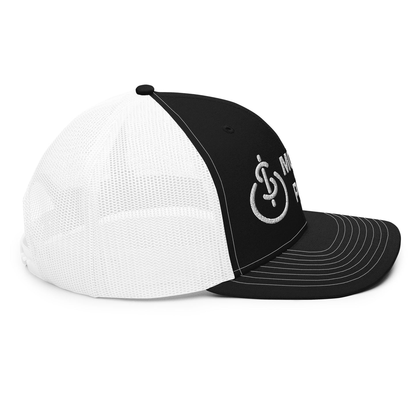 Money & Power White & Black Embroidered Trucker Hat
