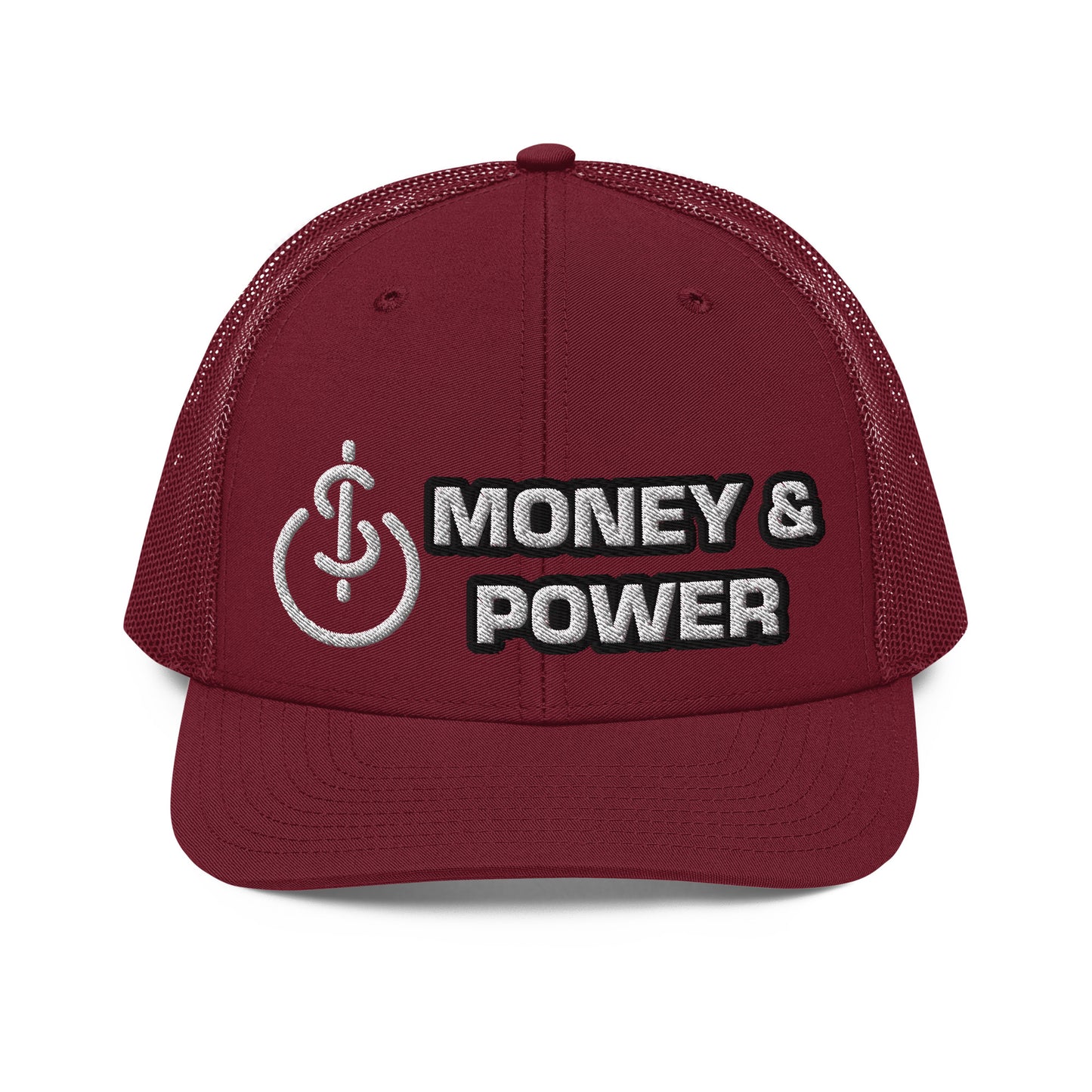Money & Power White & Black Embroidered Trucker Hat