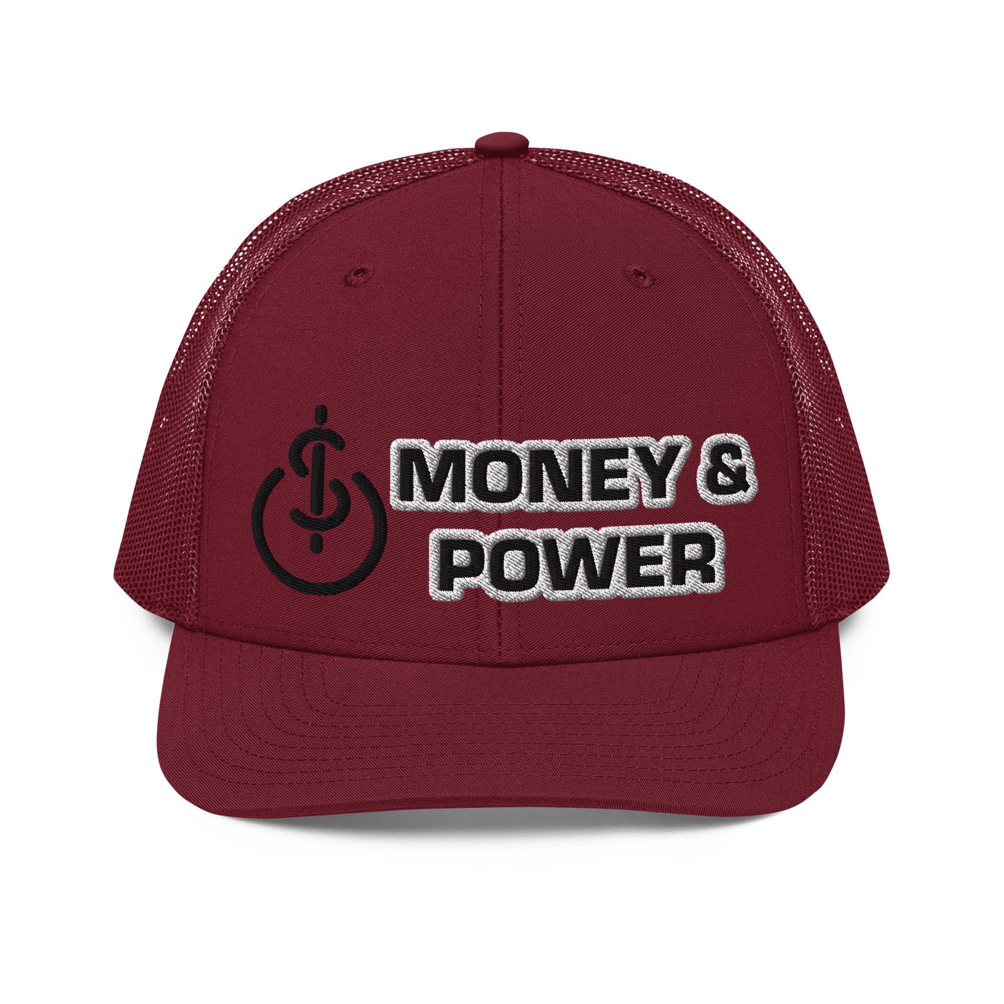 Money & Power Black & White Embroidered Trucker Hat