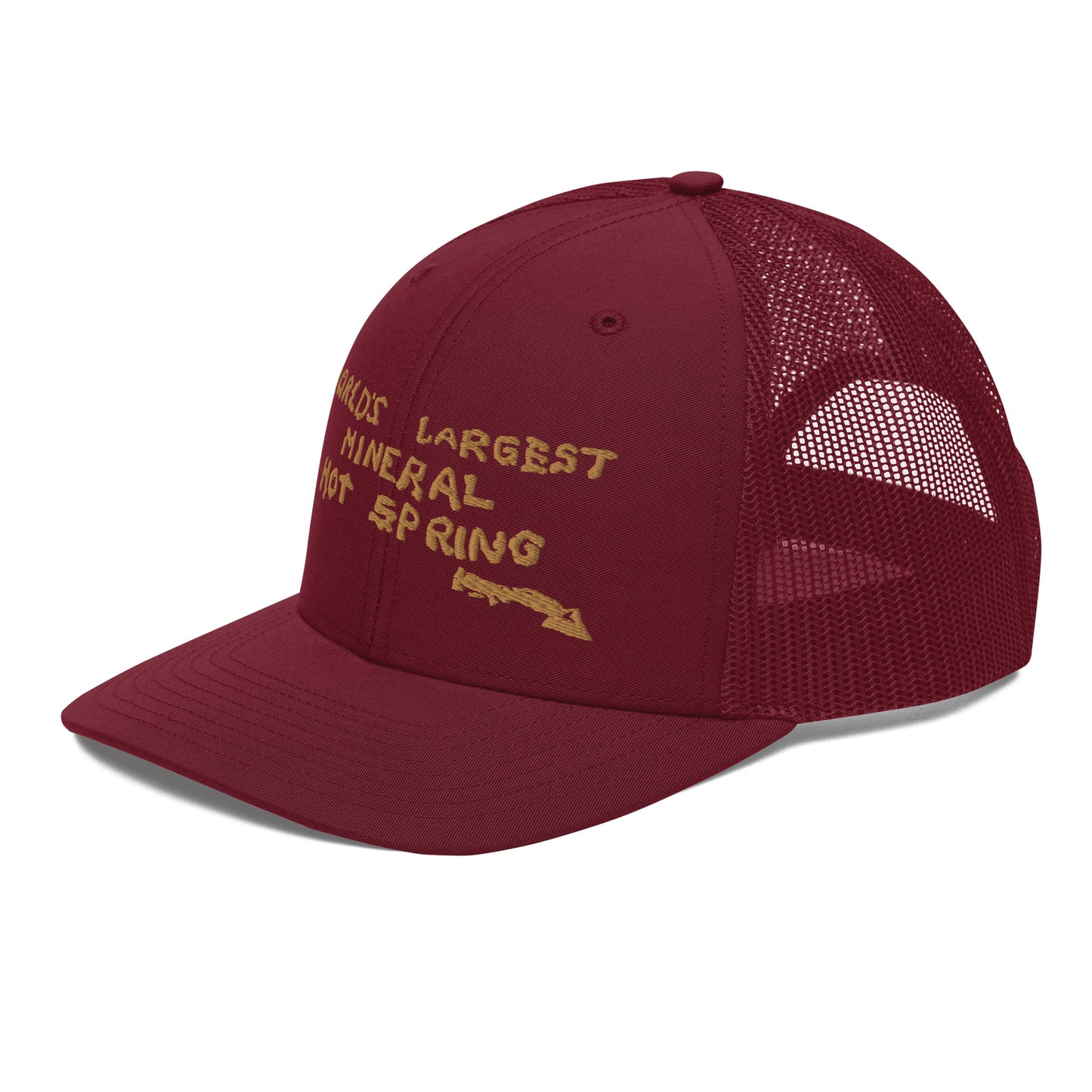 Worlds Largest Mineral Hot Spring Old Gold Trucker Hat