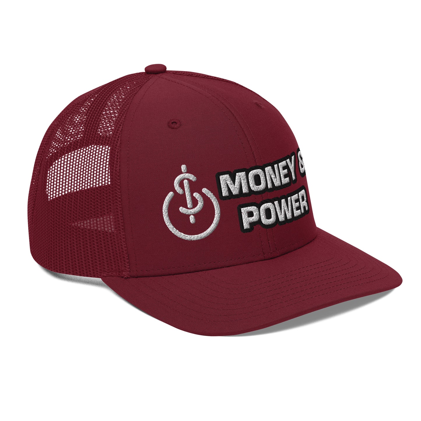 Money & Power White & Black Embroidered Trucker Hat