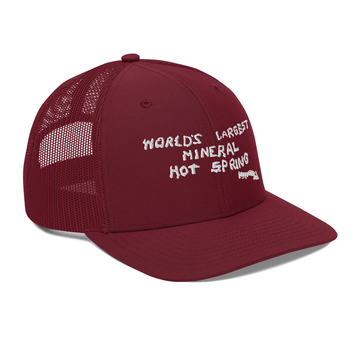 Worlds Largest Mineral Hot Spring White Trucker Hat