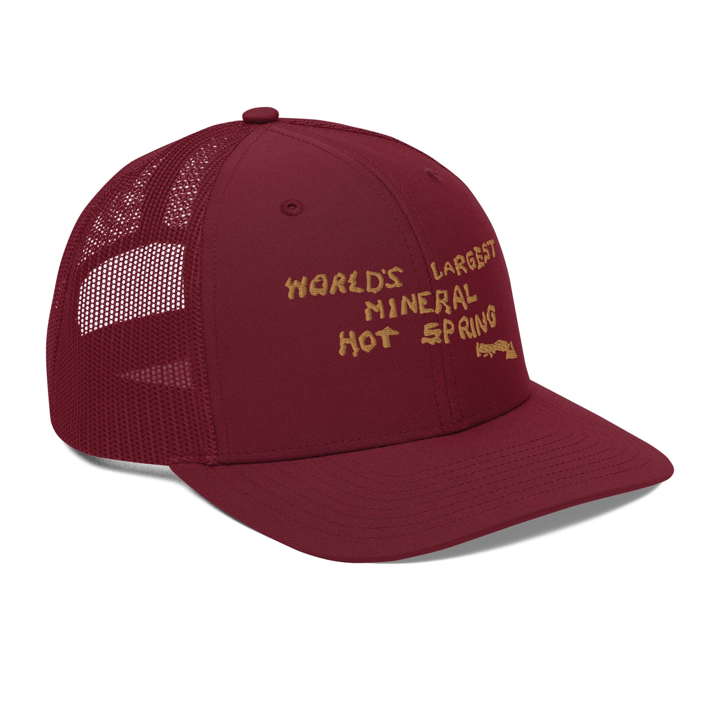 Worlds Largest Mineral Hot Spring Old Gold Trucker Hat