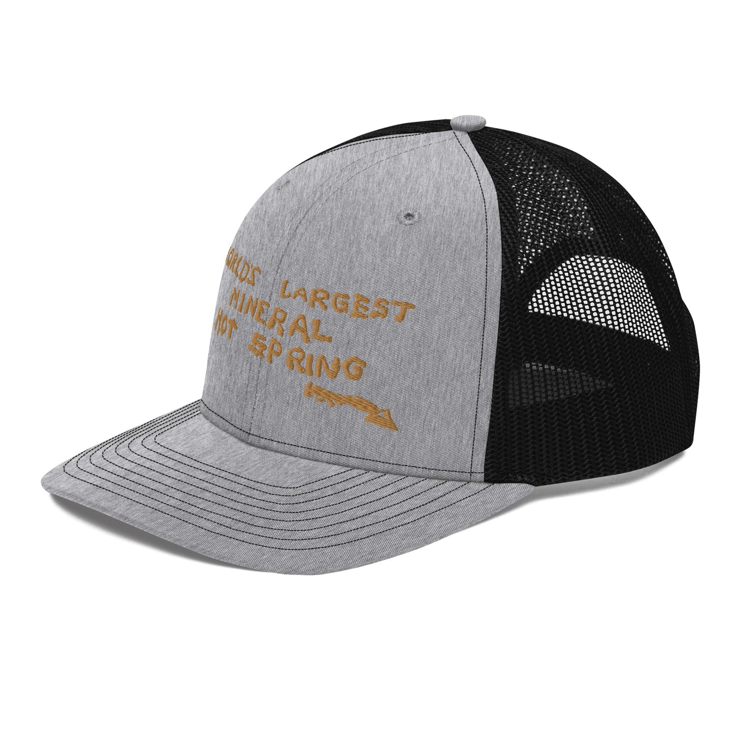 Worlds Largest Mineral Hot Spring Old Gold Trucker Hat