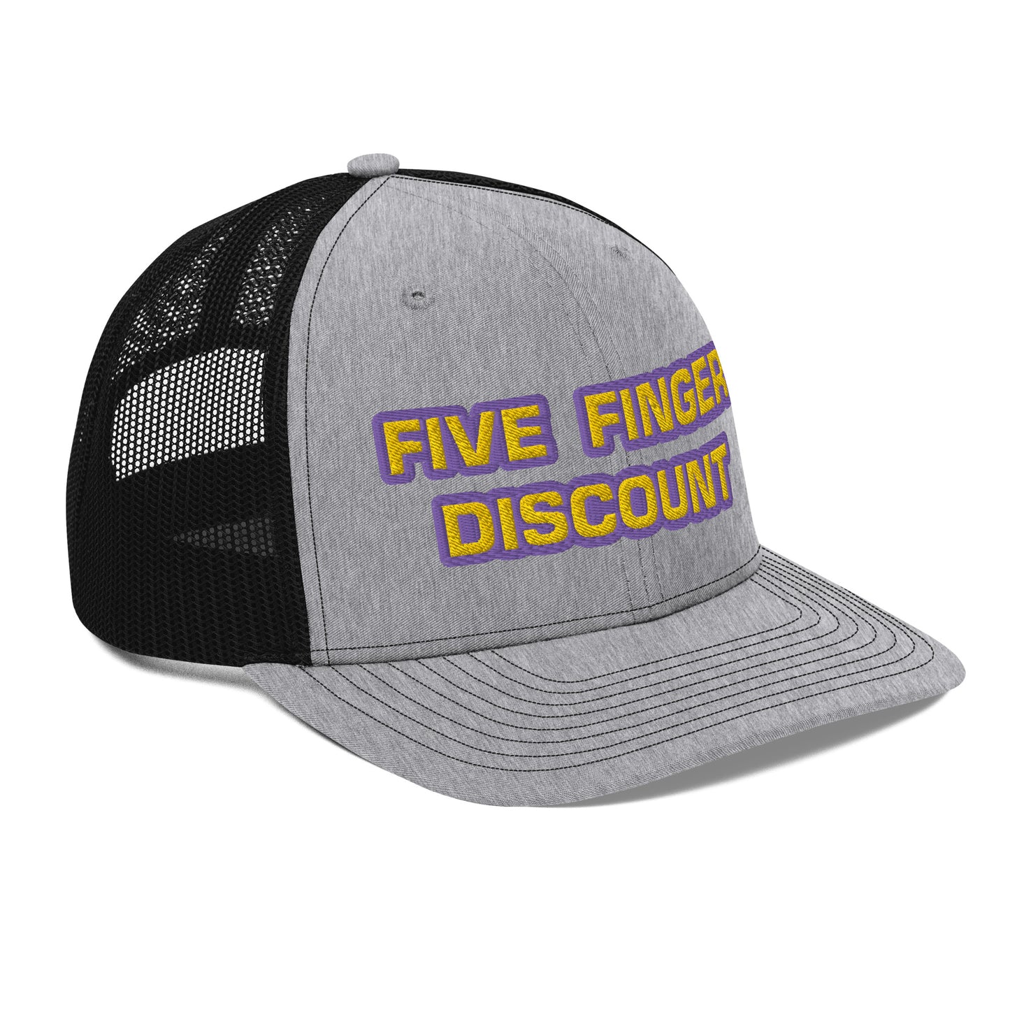 Five Finger Discount Gold & Purple Embroidered Trucker Hat