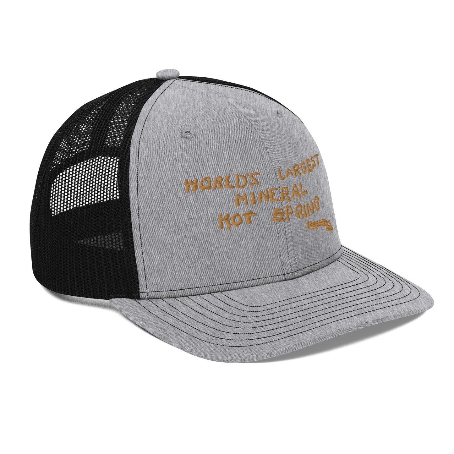 Worlds Largest Mineral Hot Spring Old Gold Trucker Hat