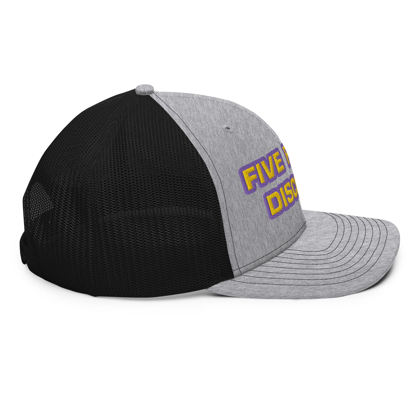 Five Finger Discount Gold & Purple Embroidered Trucker Hat