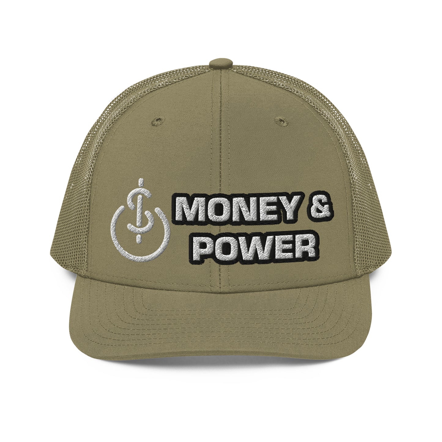 Money & Power White & Black Embroidered Trucker Hat