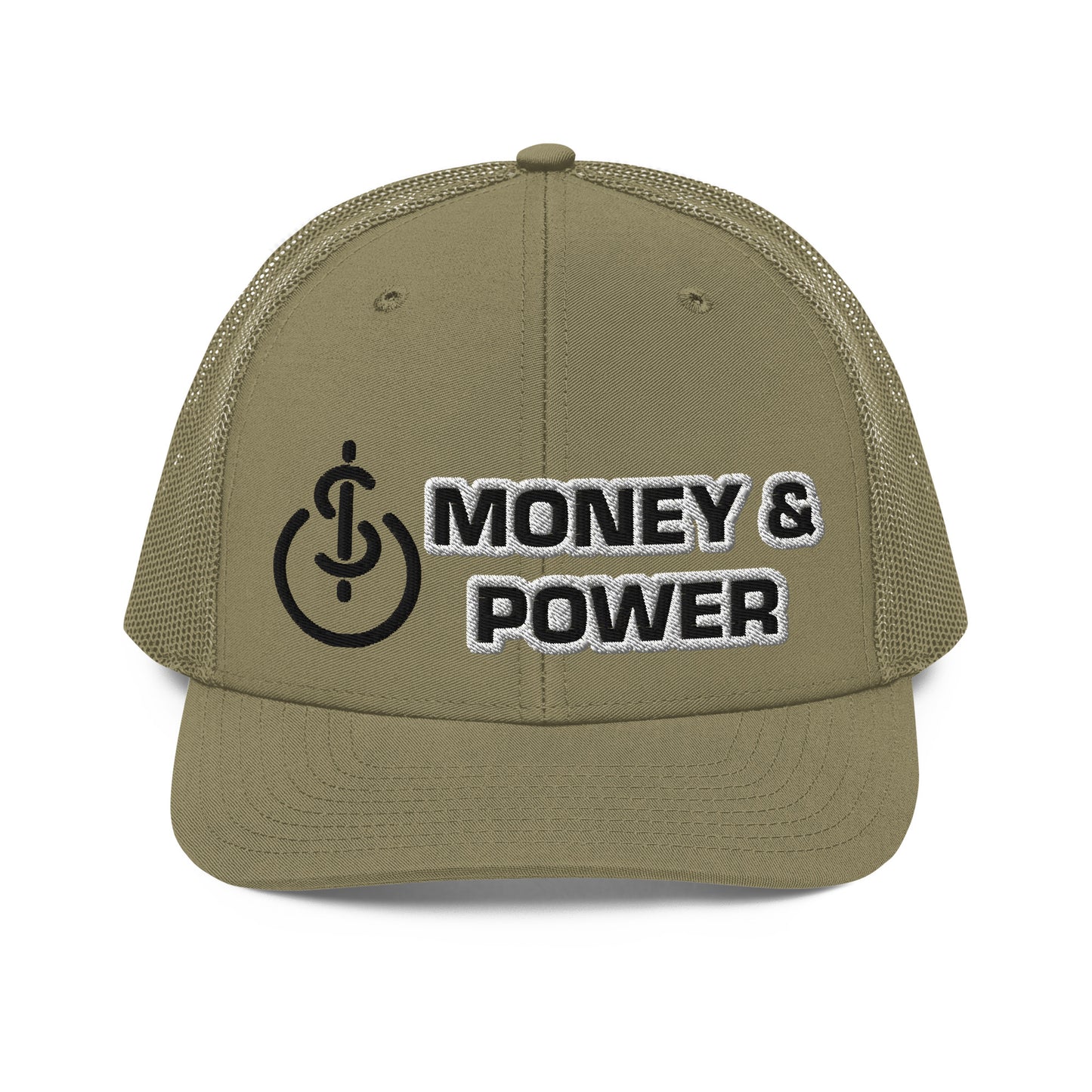 Money & Power Black & White Embroidered Trucker Hat