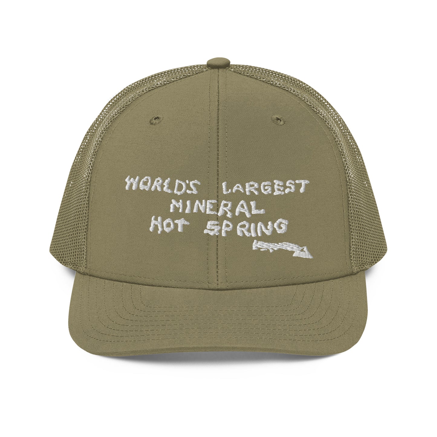 Worlds Largest Mineral Hot Spring White Trucker Hat