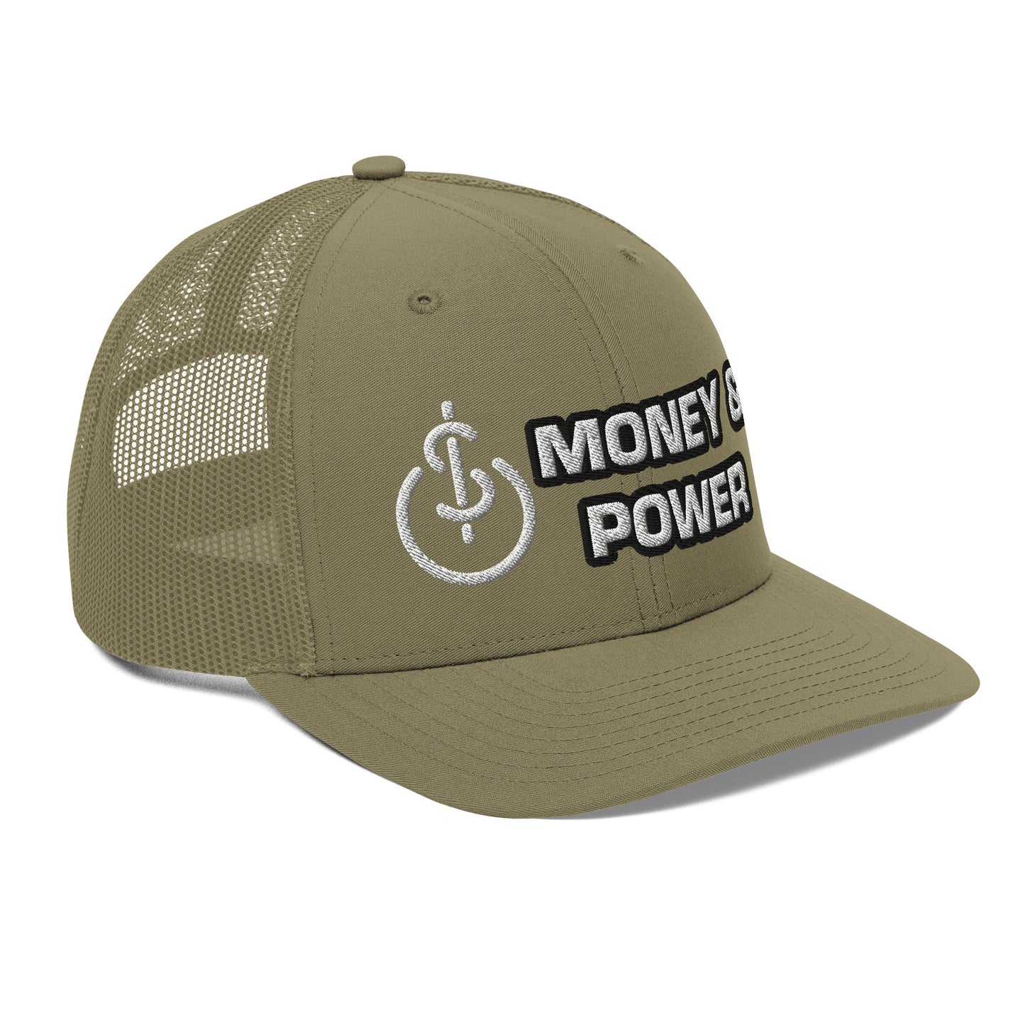Money & Power White & Black Embroidered Trucker Hat