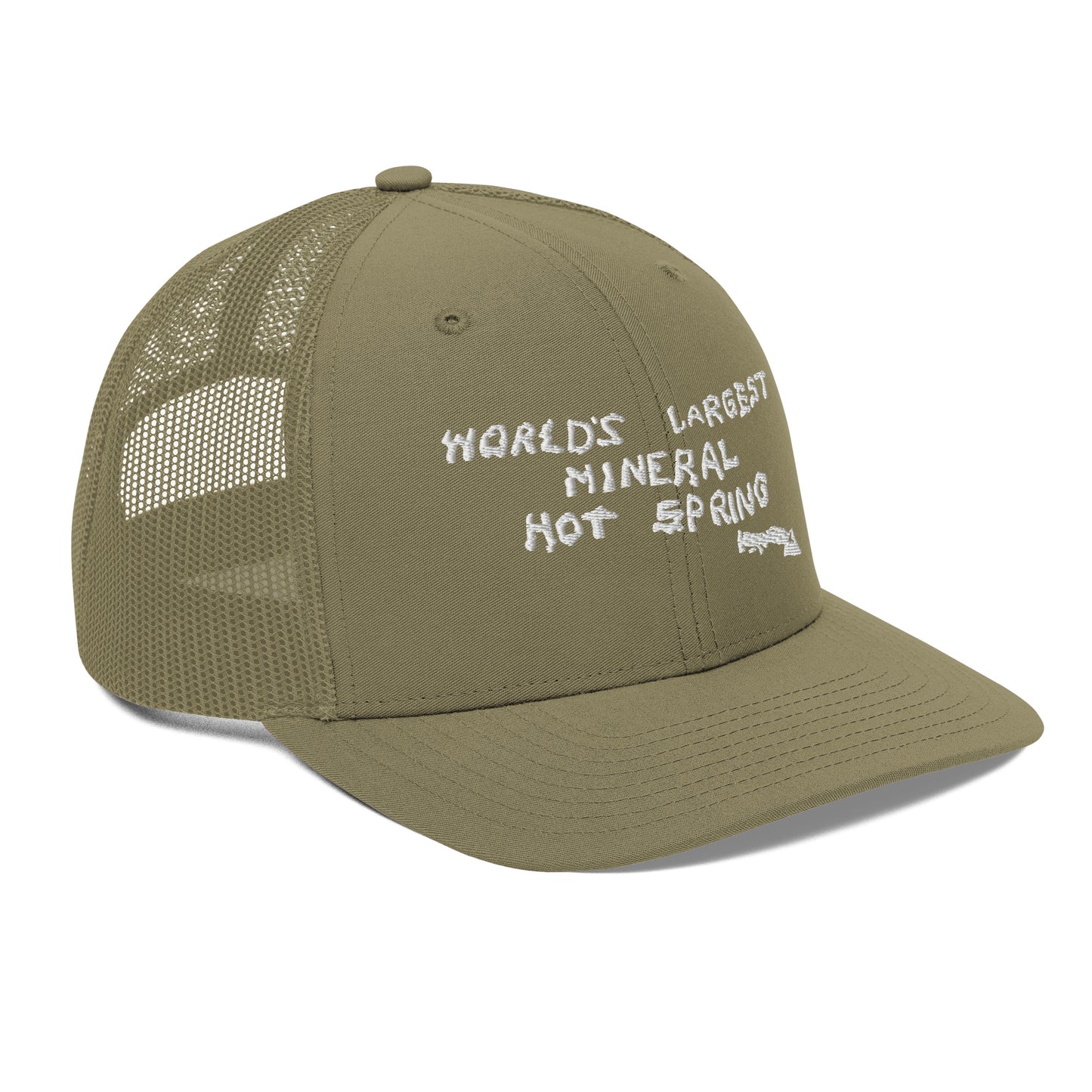 Worlds Largest Mineral Hot Spring White Trucker Hat
