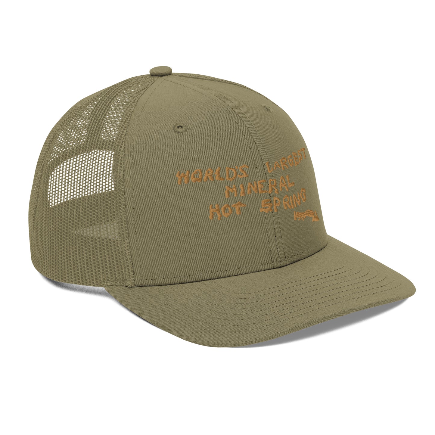 Worlds Largest Mineral Hot Spring Old Gold Trucker Hat
