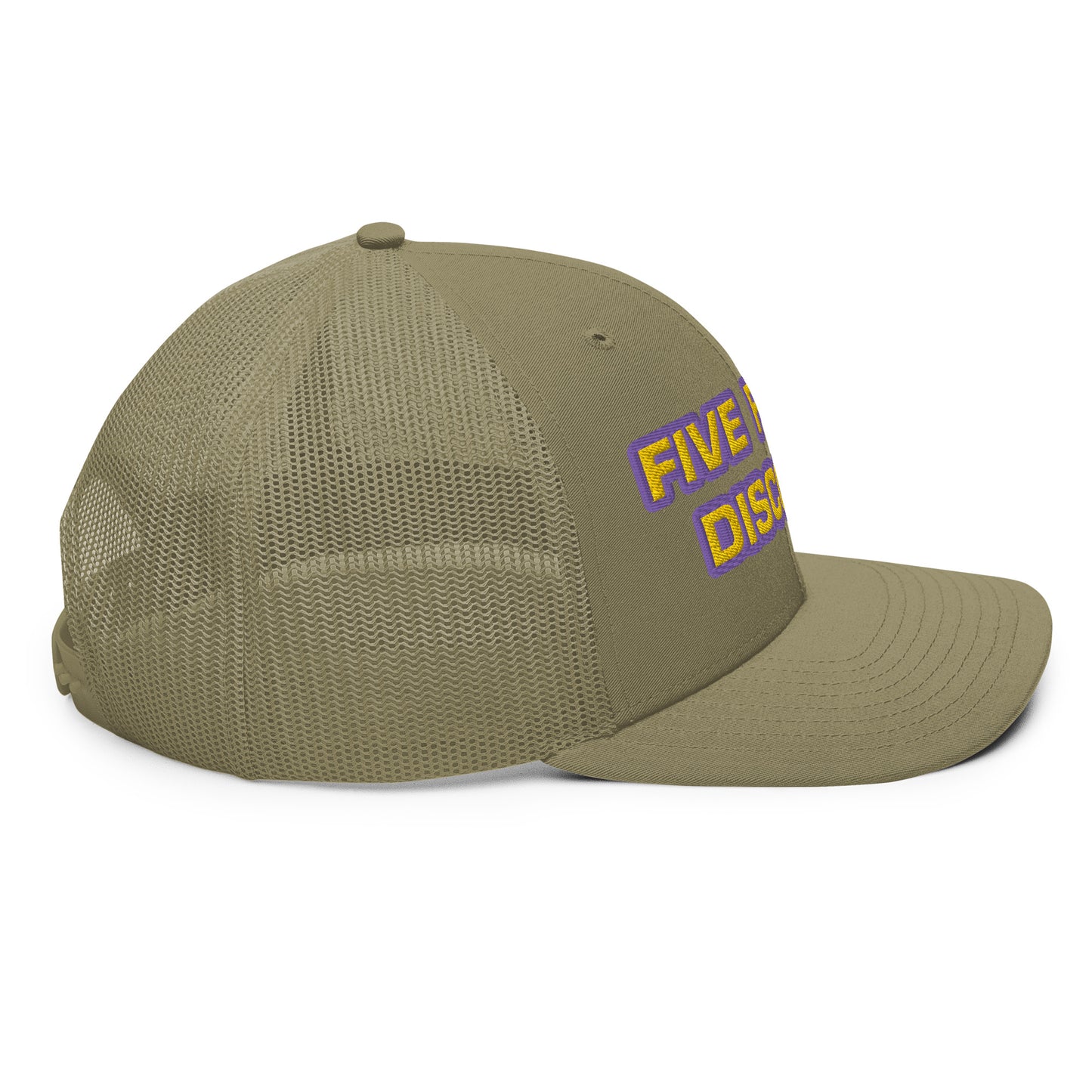 Five Finger Discount Gold & Purple Embroidered Trucker Hat