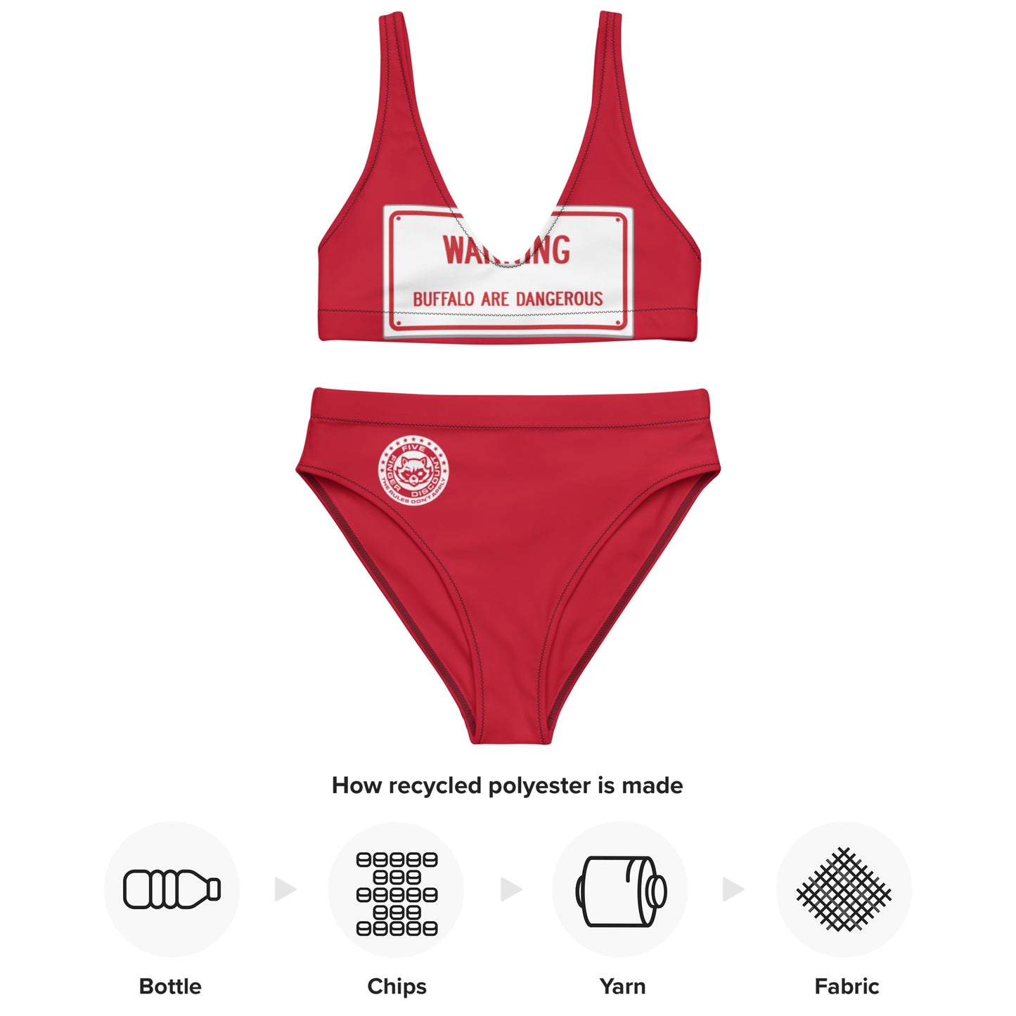 Buffalo Are Dangerous Red High Waisted Bikini