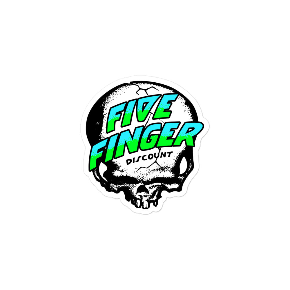 Five Finger Discount Skull Blue & Green Print Sticker