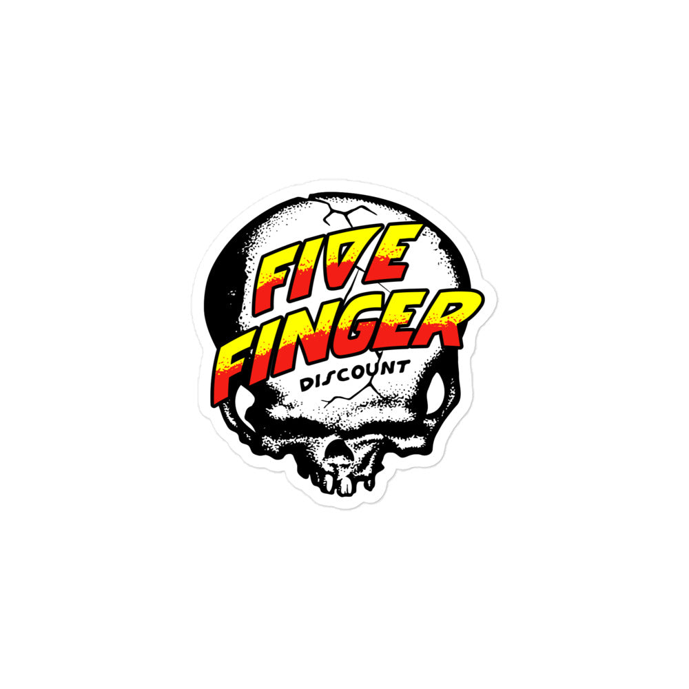 Five Finger Discount Skull Yellow & Red Print Sticker