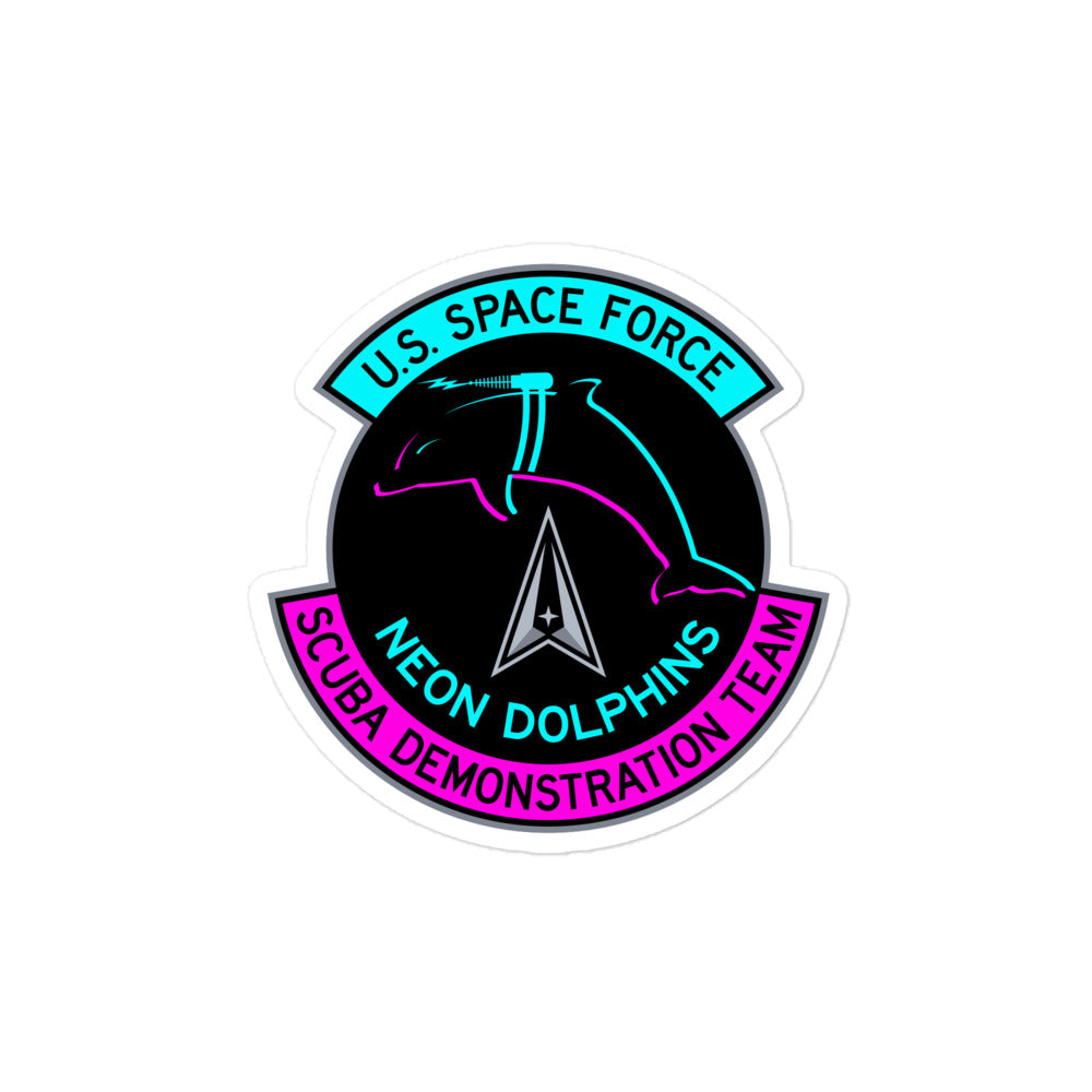 USSF Neon Dolphin Scuba Demonstration Team Patch Sticker