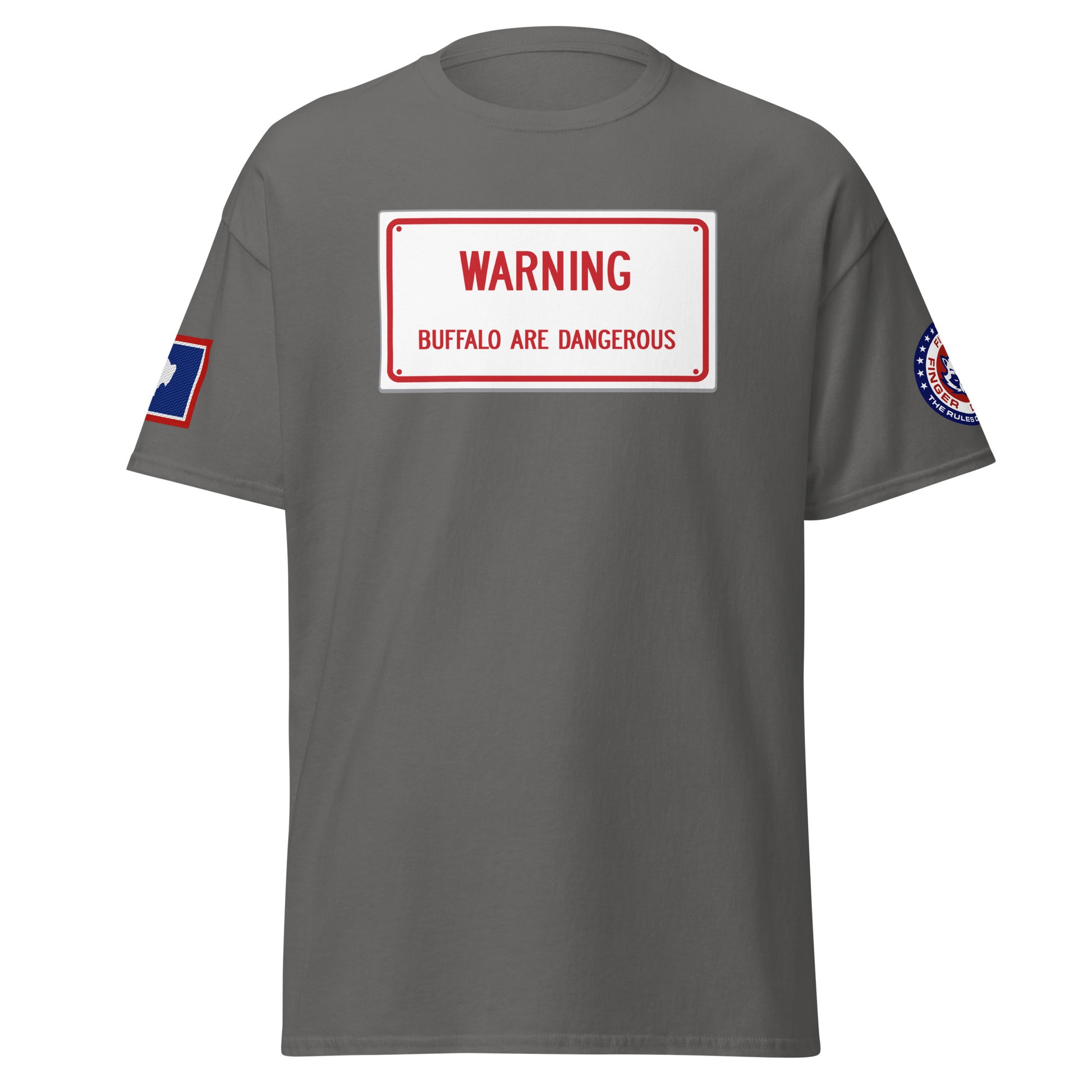 Warning Buffalo Are Dangerous Sign T-Shirt – Five Finger Discount