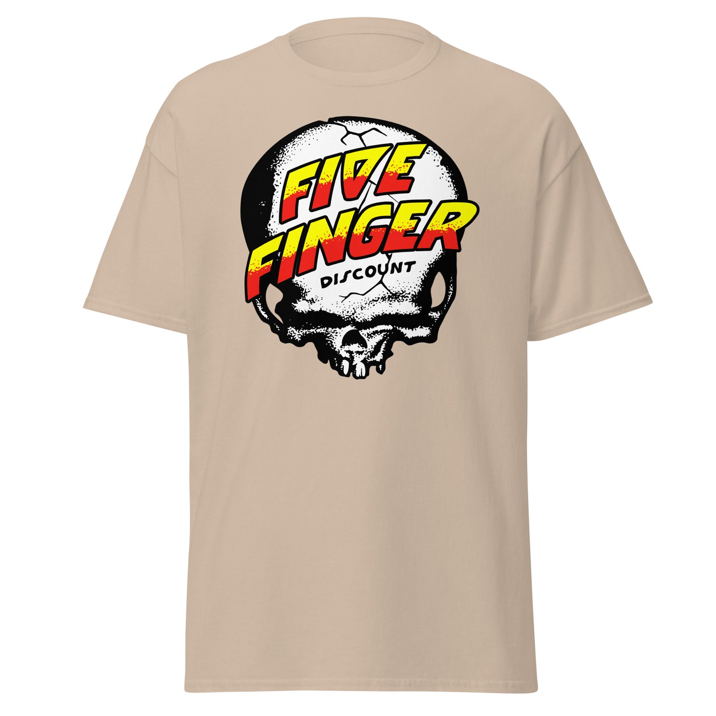 Five Finger Discount Skull Yellow & Red Print T-Shirt