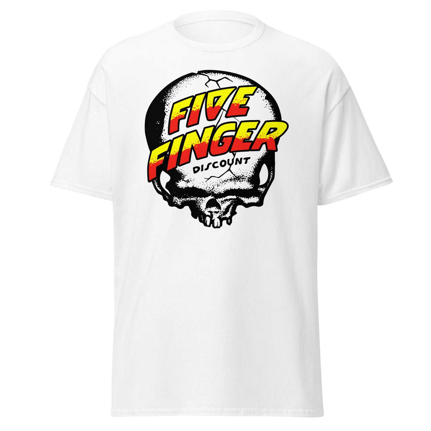 Five Finger Discount Skull Yellow & Red Print T-Shirt