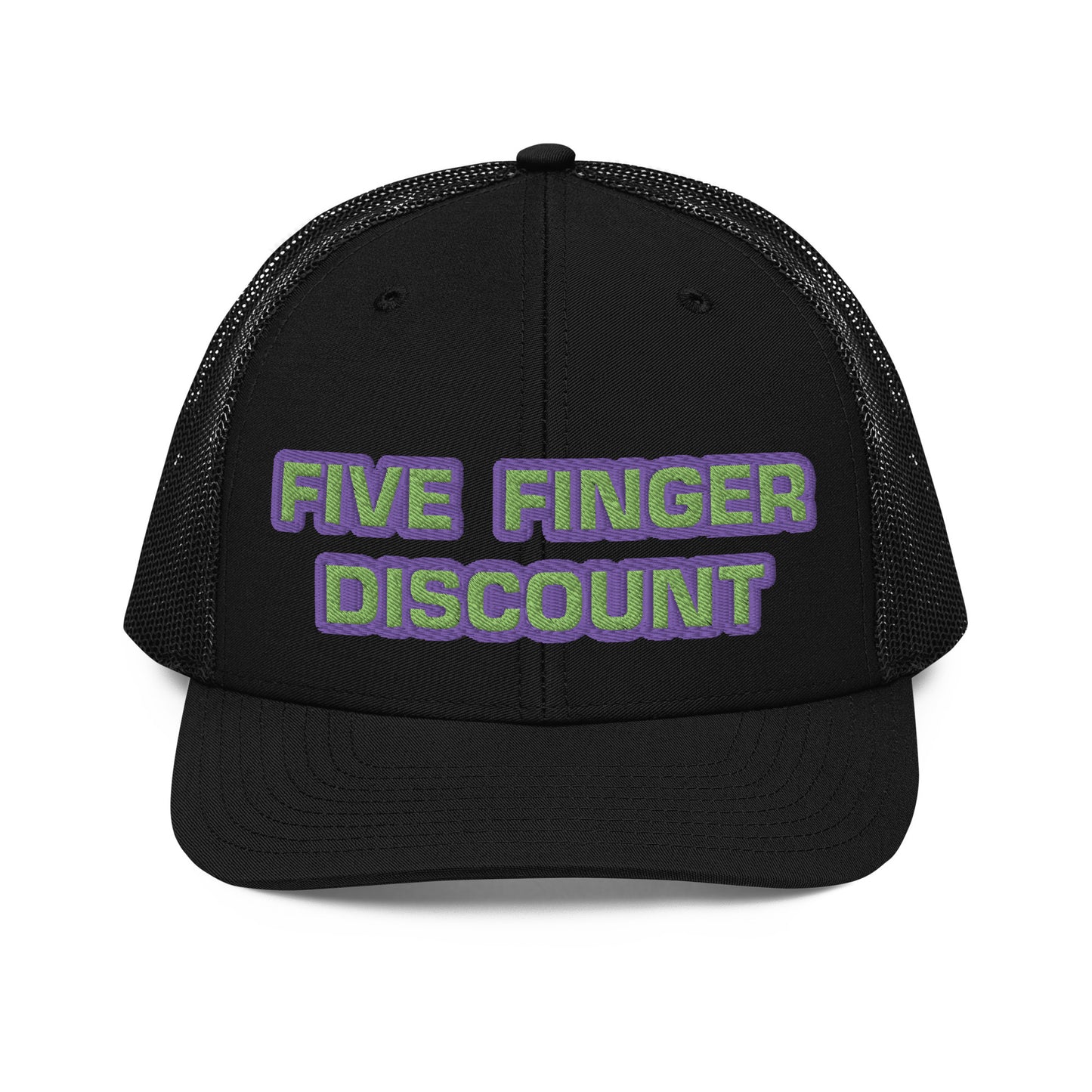 Five Finger Discount Purple & Green Embroidered Trucker Hat