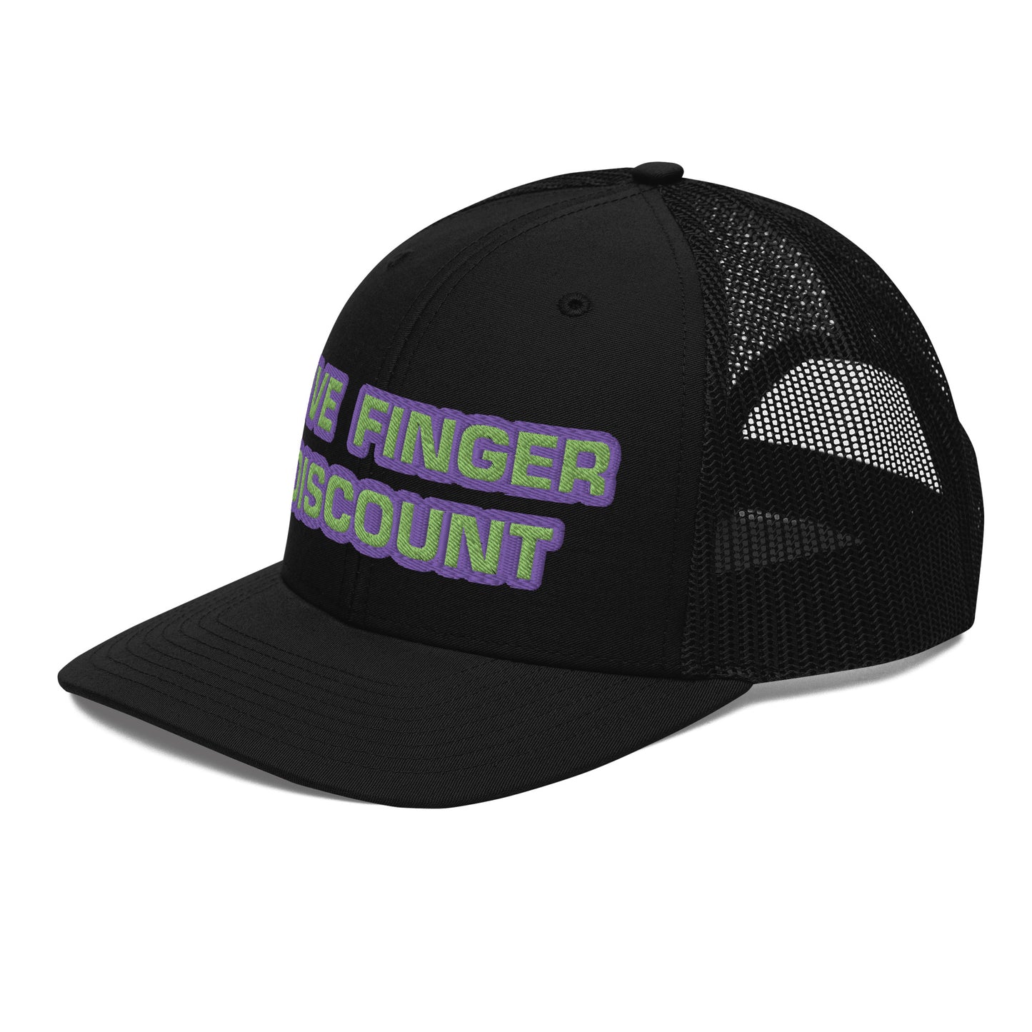 Five Finger Discount Purple & Green Embroidered Trucker Hat