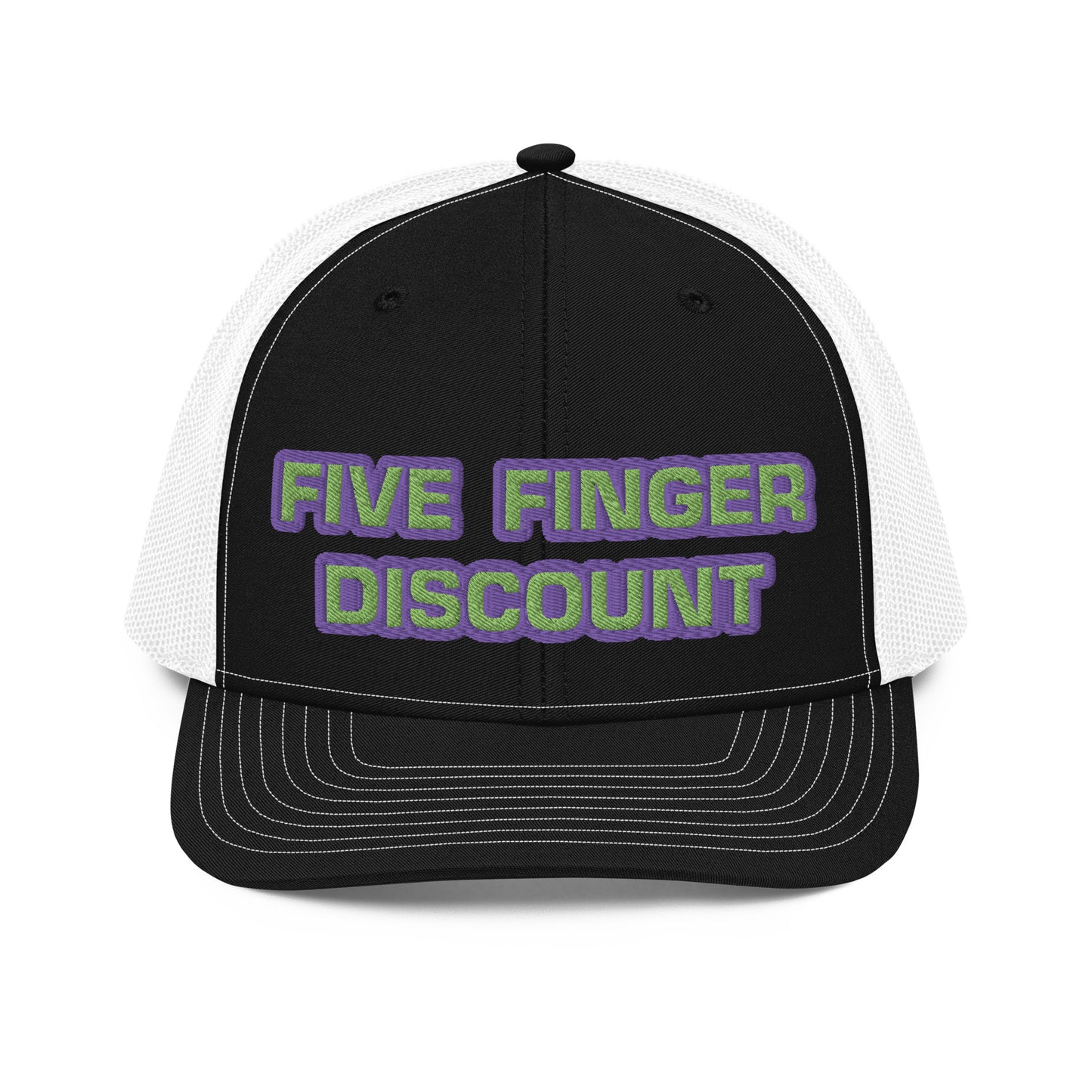 Five Finger Discount Purple & Green Embroidered Trucker Hat