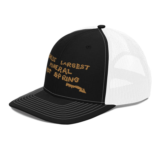 Worlds Largest Mineral Hot Spring Old Gold Trucker Hat