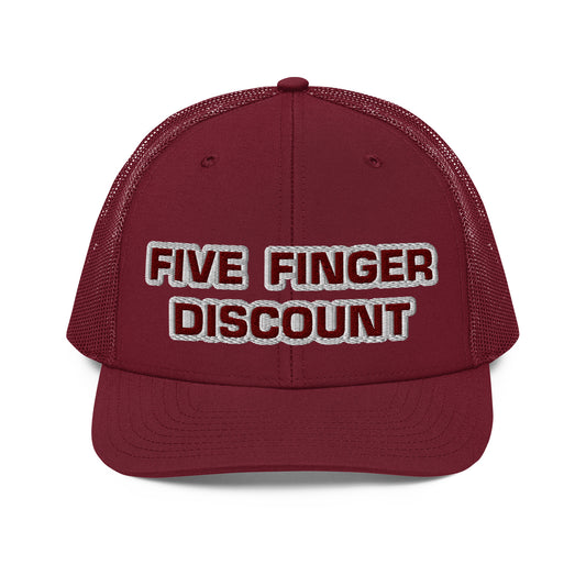 Five Finger Discount Maroon & White Embroidered Truck Hat