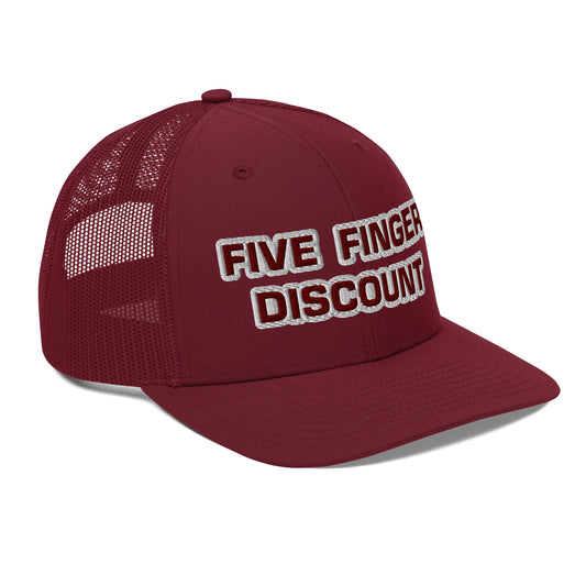 Five Finger Discount Maroon & White Embroidered Truck Hat